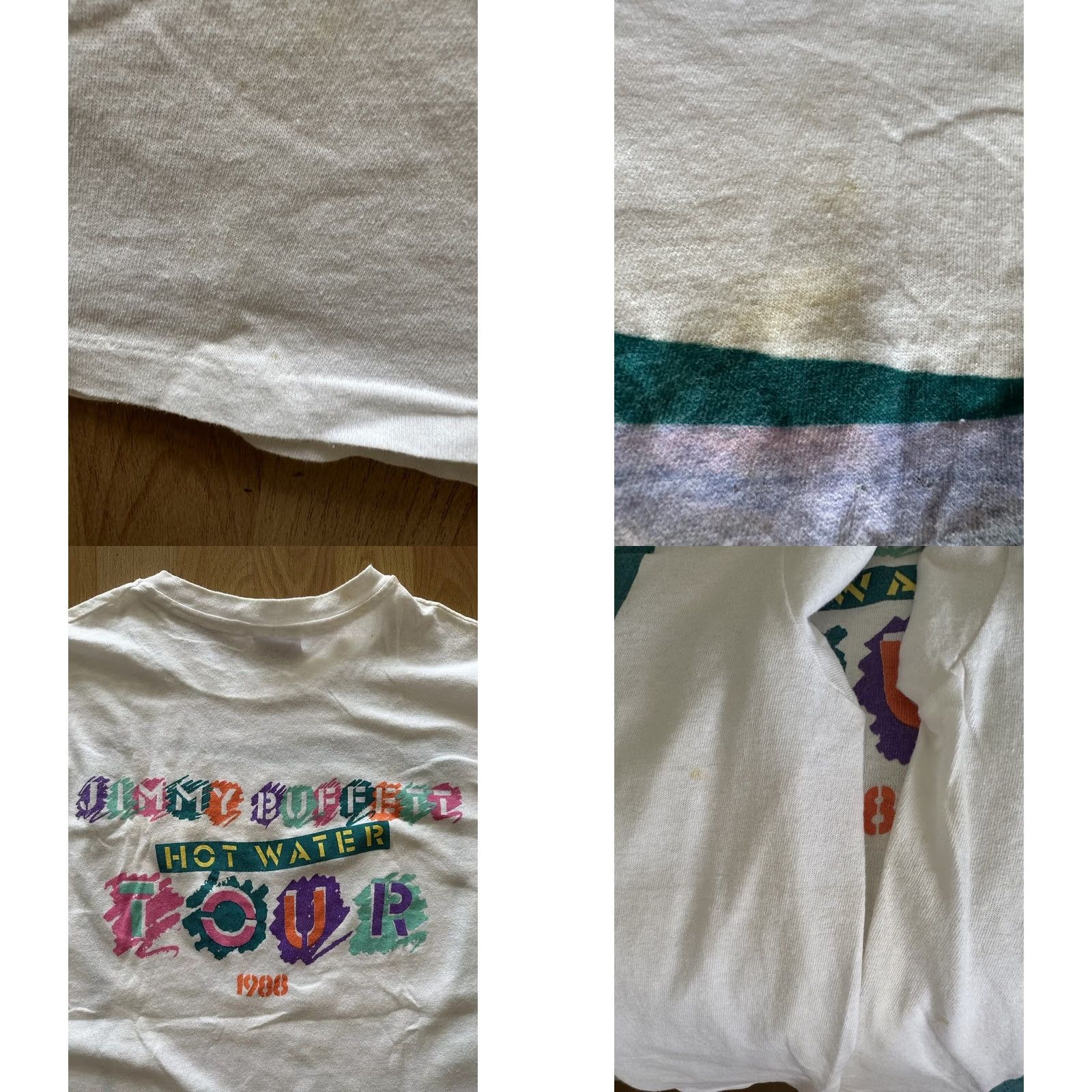 Hanes VINTAGE Hanes Jimmy Buffett Hot Water Tour Tee XL White Single Stitch RARE Shirt Mens 80s Size US XL / EU 56 / 4 - 8 Thumbnail
