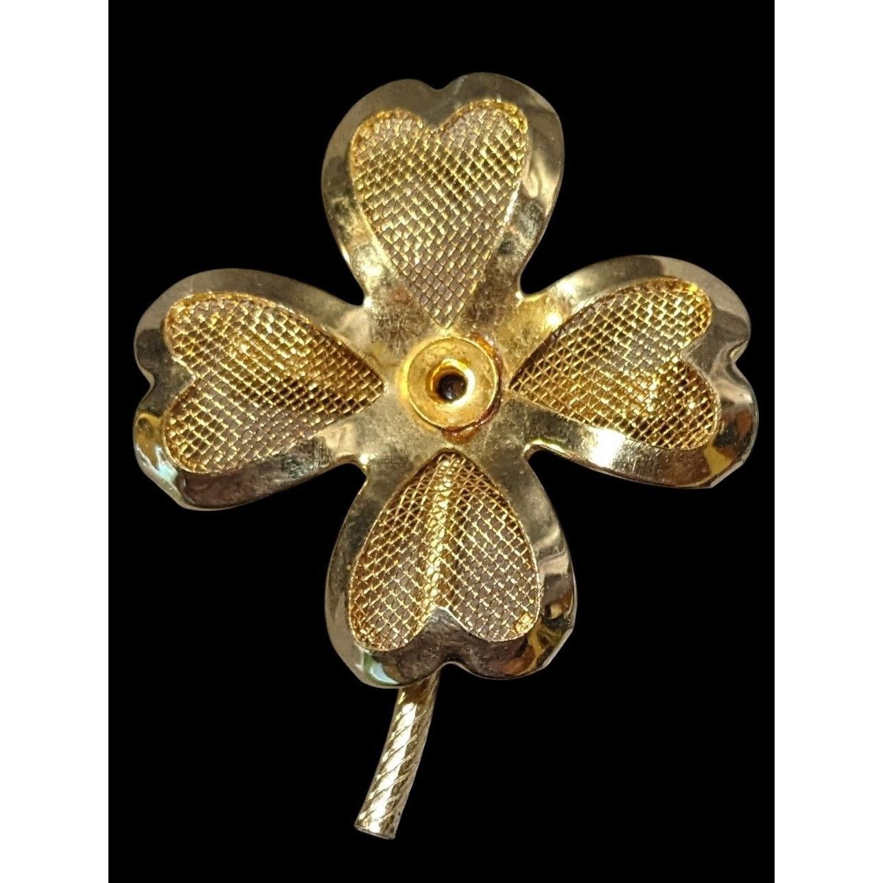 Other Vintage Gold Tone Mesh Four Leaf Clover Brooch Size ONE SIZE - 1 Thumbnail