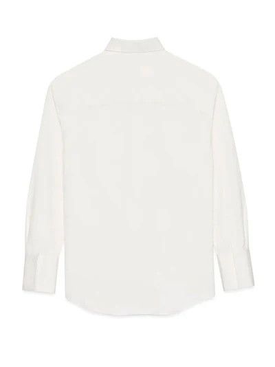 Saint Laurent Paris oc11z0126 789413 Oversized Shirt in Poplin in White Size S / US 4 / IT 40 - 3 Thumbnail