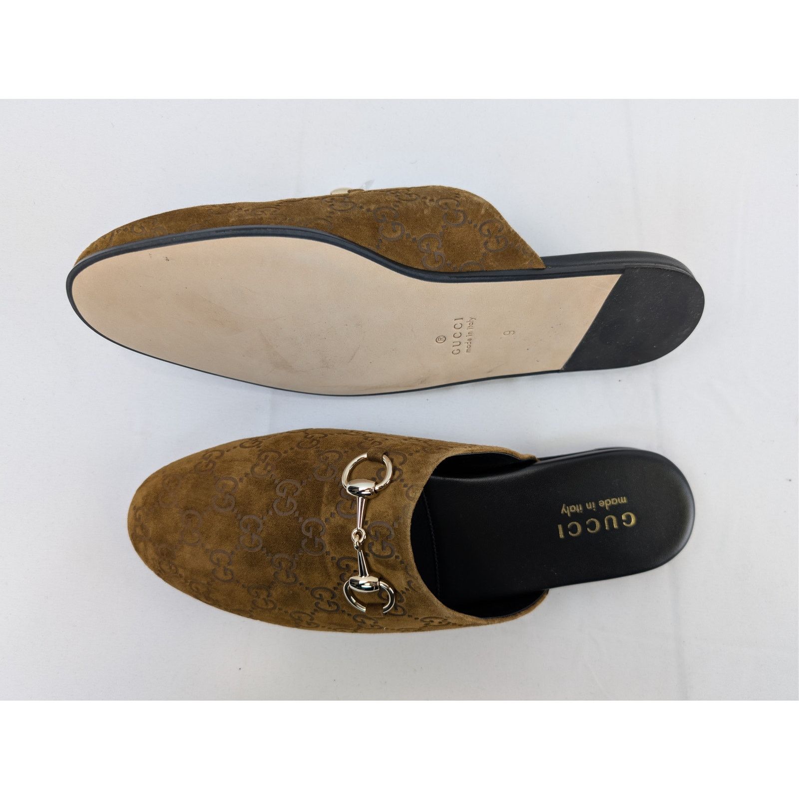 Gucci o1rshd1 men's GG Monogram Horsebit mules Slippers in brown Size US 9.5 / EU 42-43 - 1 Thumbnail