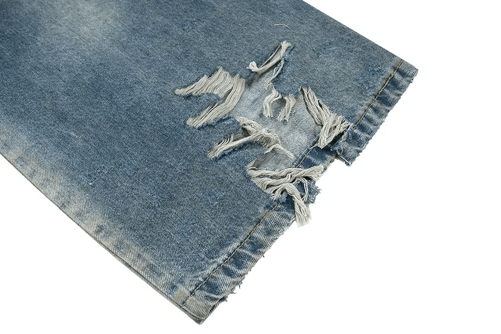 Japanese Brand Custom Distressed Ripped hole baggyJeans Size US 30 / EU 46 - 7 Thumbnail