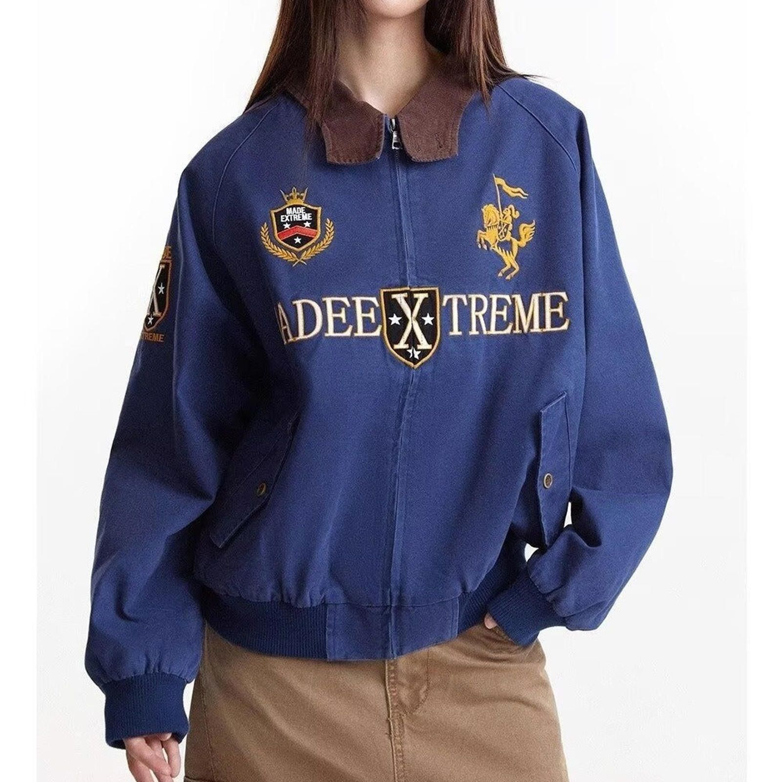 Japanese Brand Navy Blue Utility Jacket with Embroidered Patches Size US M / EU 48-50 / 2 - 1 Thumbnail