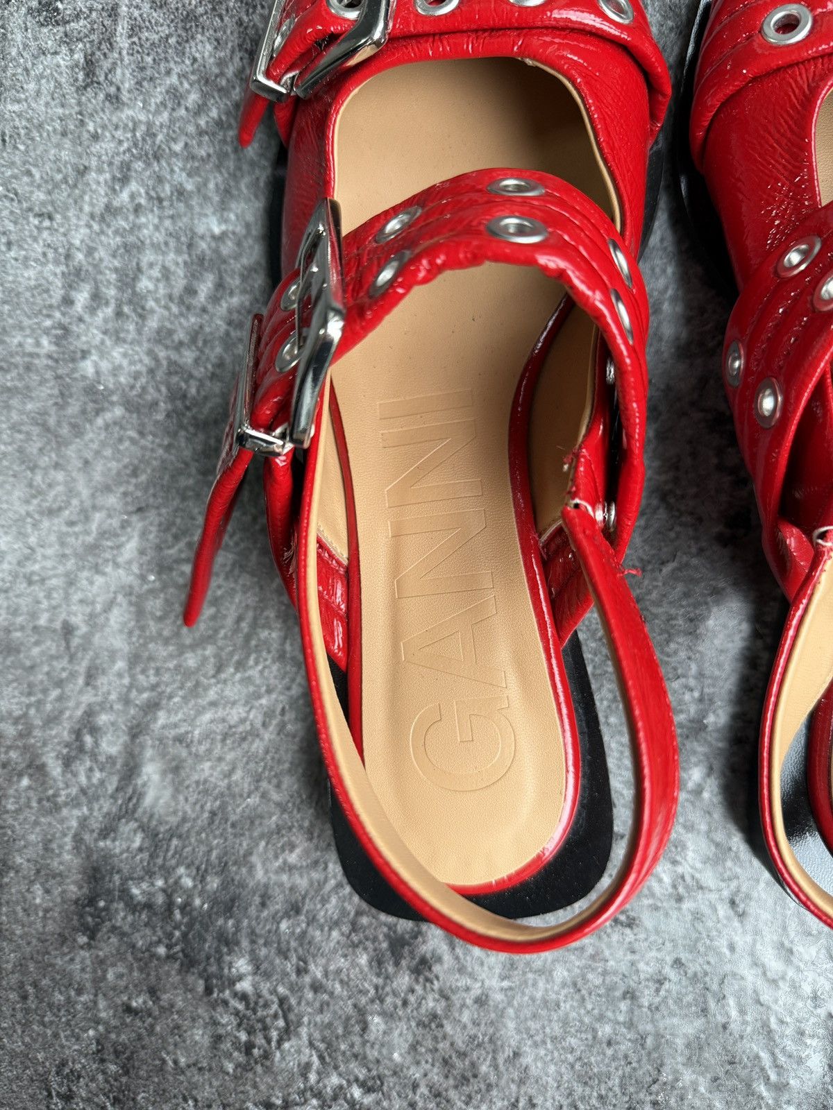 Ganni Red Feminine Buckle Ballerinas 38 Size US 7 / IT 37 - 8 Thumbnail