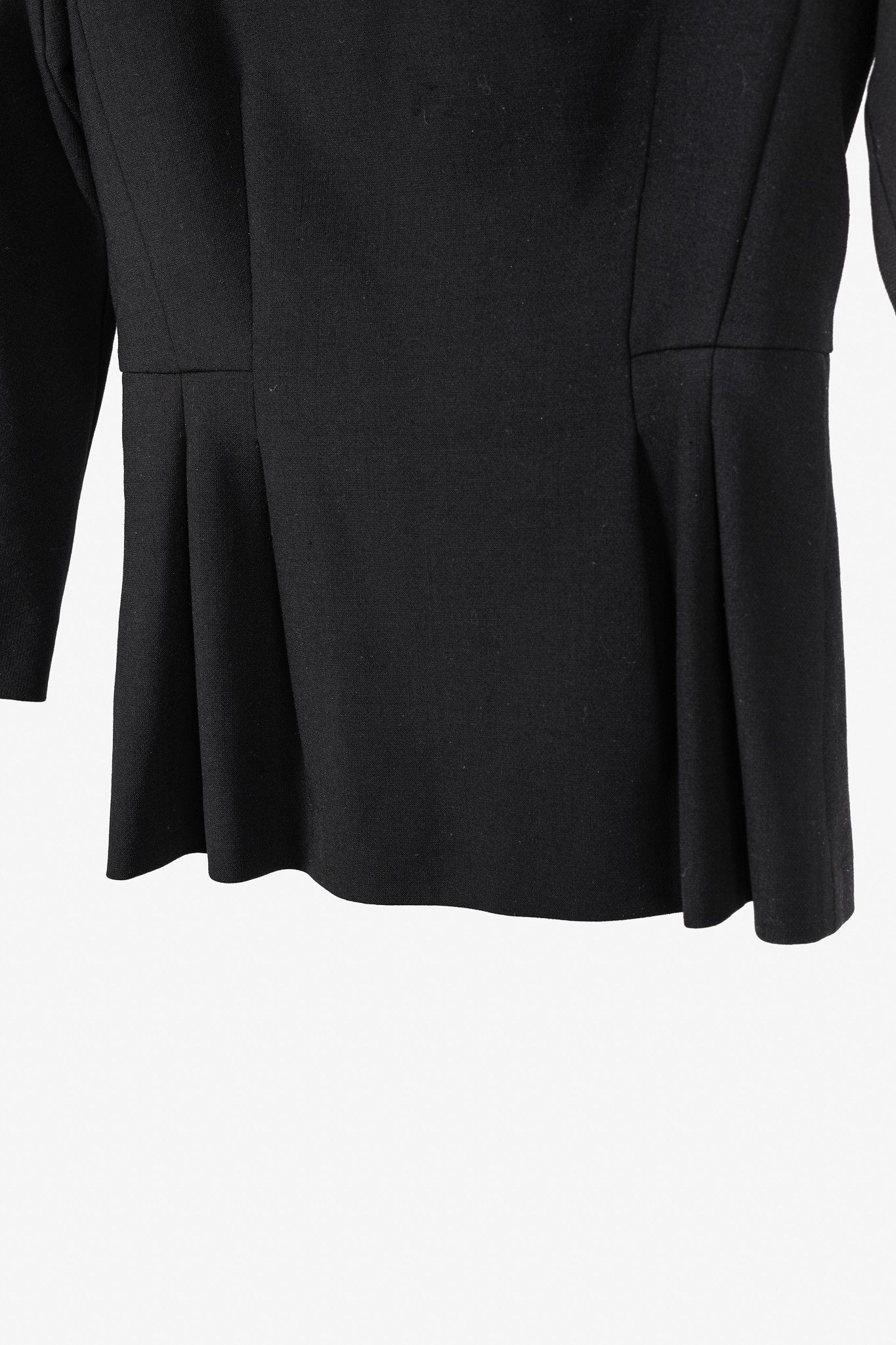 Max Mara Max Mara Elis Black Stretch-Wool 3/4-Sleeve Peplum Top Size S / US 4 / IT 40 - 7 Thumbnail