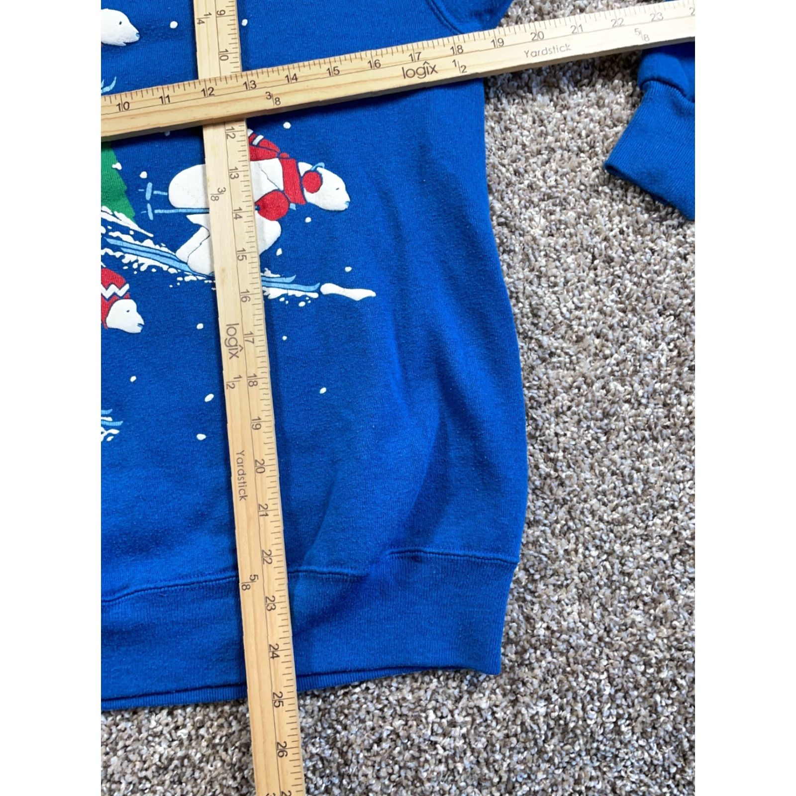 Jerzees VTG Jerzees Sweatshirt 90s Blue Adult Medium 50/50 Skiing Polar Bear Print Crew Neck Pullover Men M Retro Graphic Print Size US M / EU 48-50 / 2 - 7 Thumbnail