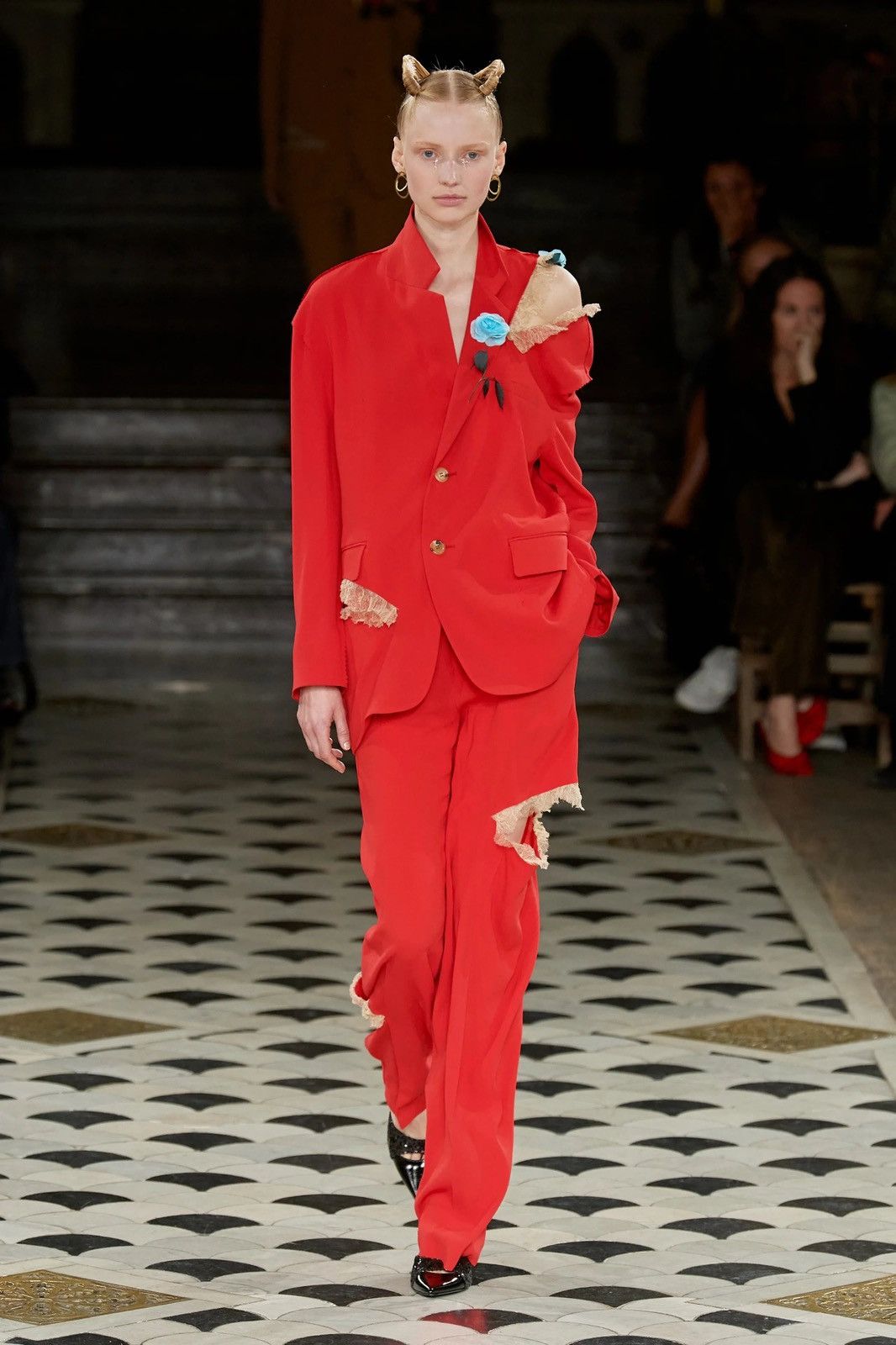 Undercover (Sz 1) $1,140 Silk Acetate Split Deconstructed Red Blazer Size S / US 4 / IT 40 - 1 Thumbnail