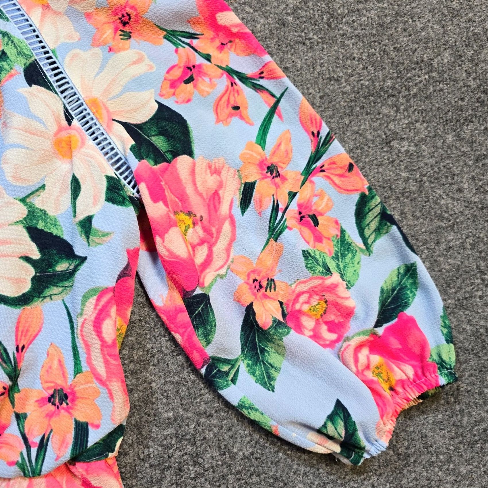 Vintage Eliza J Dress Womens Size 2 Blue Pink Floral Tropical Aloha 3/4 Sleeve Cocktail Size XS / US 0-2 / IT 36-38 - 3 Thumbnail