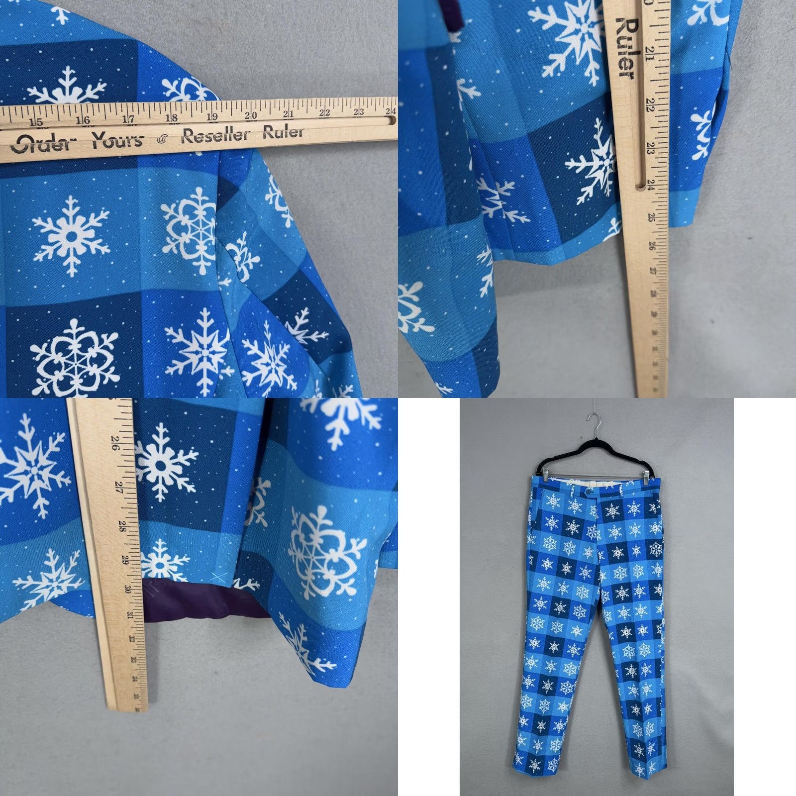 Vintage OppoSuits Suit 3 Piece Mens 44 Blue Snowflake Christmas Holiday Party Funny Shirt? Size 44R - 9 Thumbnail