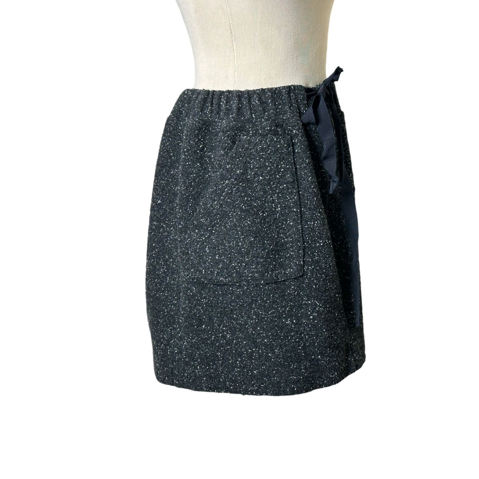 Loft Loft gray pull on front waist tie mini skirt size LP Size 22" - 7 Thumbnail
