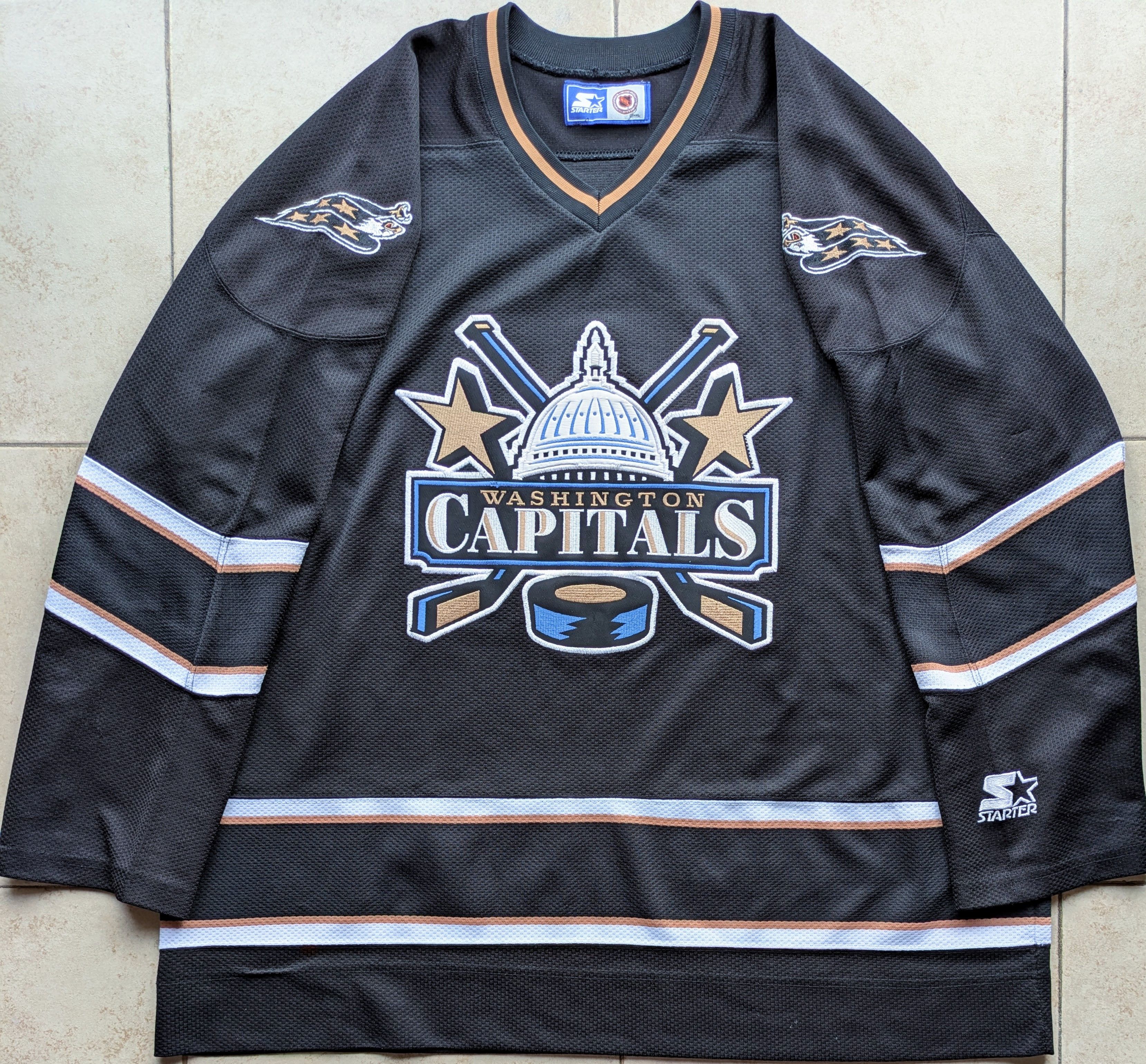 NHL Washington Capitals 90s STARTER jersey black Dome XL NHL vtg Size US XL / EU 56 / 4 - 1 Thumbnail