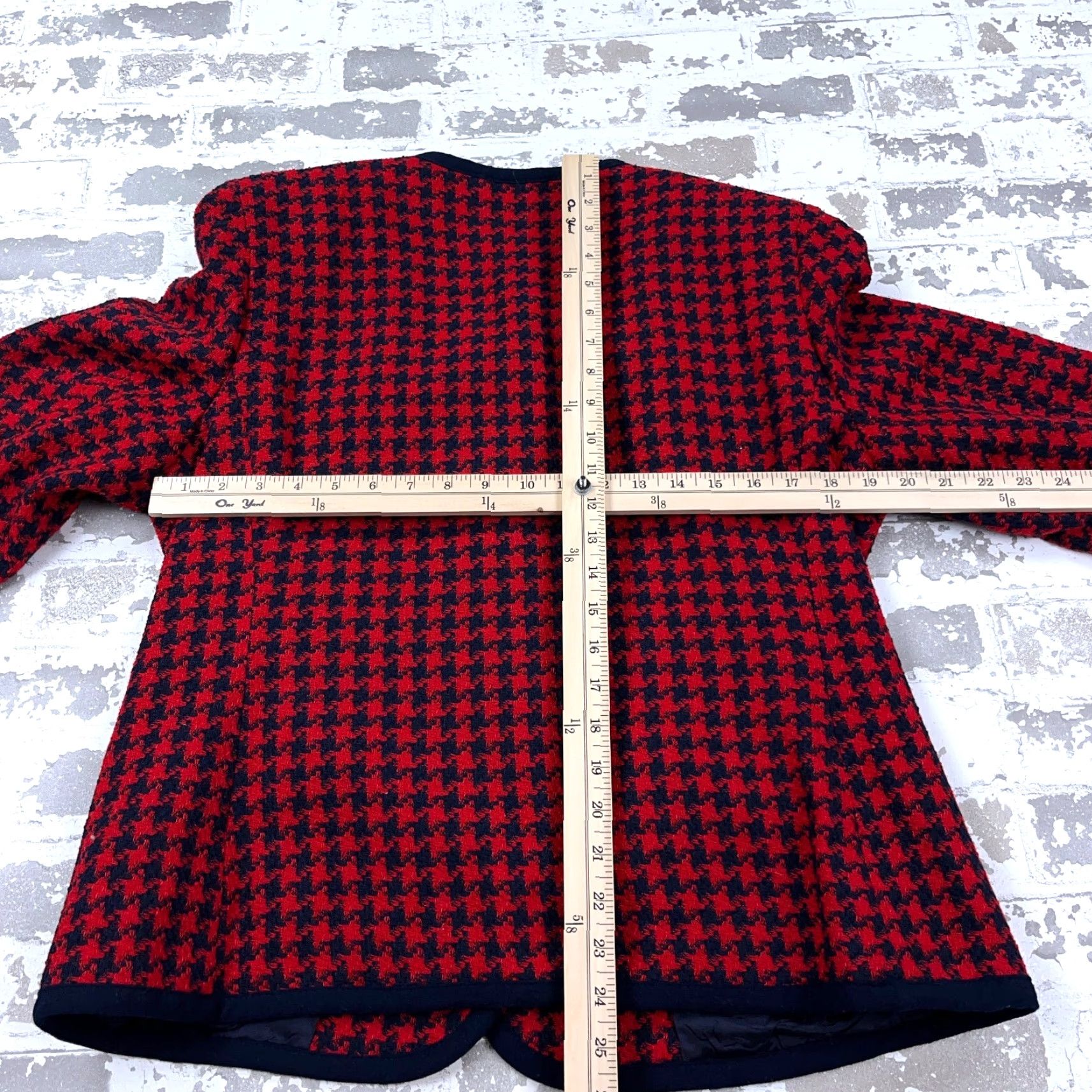 Vintage VINTAGE Alfred Dunner Blazer Jacket Women 14 Red Blue Wool Pea Coat Herringbone Button Collared Pockets Regular Size 14 Womens Fall Winter 90s Size XL / US 12-14 / IT 48-50 - 5 Thumbnail