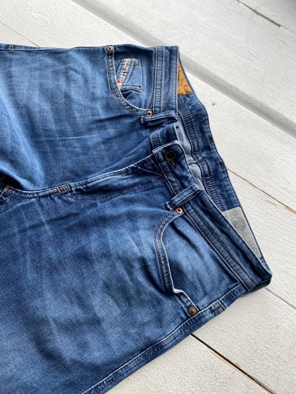 Diesel Luxury 00s Diesel Thommer Slim Skinny Jeans Distressed Blue Size US 33 - 4 Thumbnail