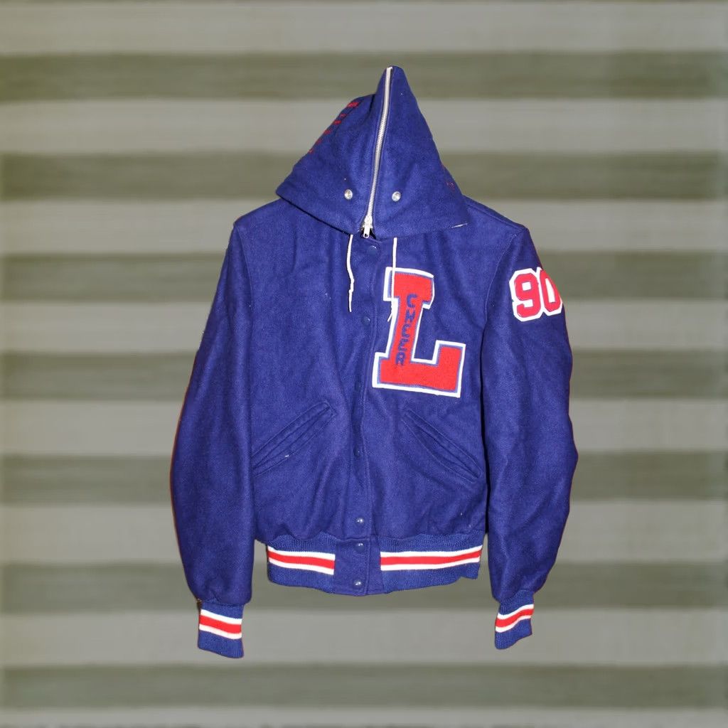 Vintage VINTAGE DeLong Varsity Bomber Jacket Men size 38 Blue 90s USA Jacket Size US XXS / EU 40 - 1 Thumbnail