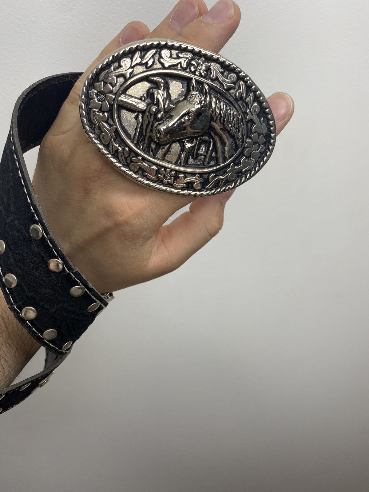 Cowboy Equipment Vintage Belt 80s Avan Garde Texas Cowboy Size 32 - 2 Thumbnail