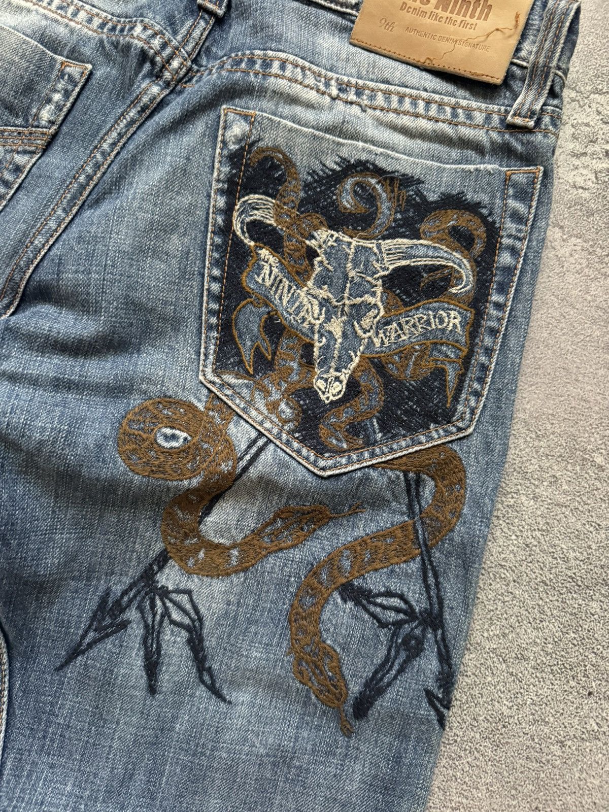 Japanese Brand The ninth 32/32 blue denim pant trouser Jean big logo scull Size US 32 / EU 48 - 7 Thumbnail