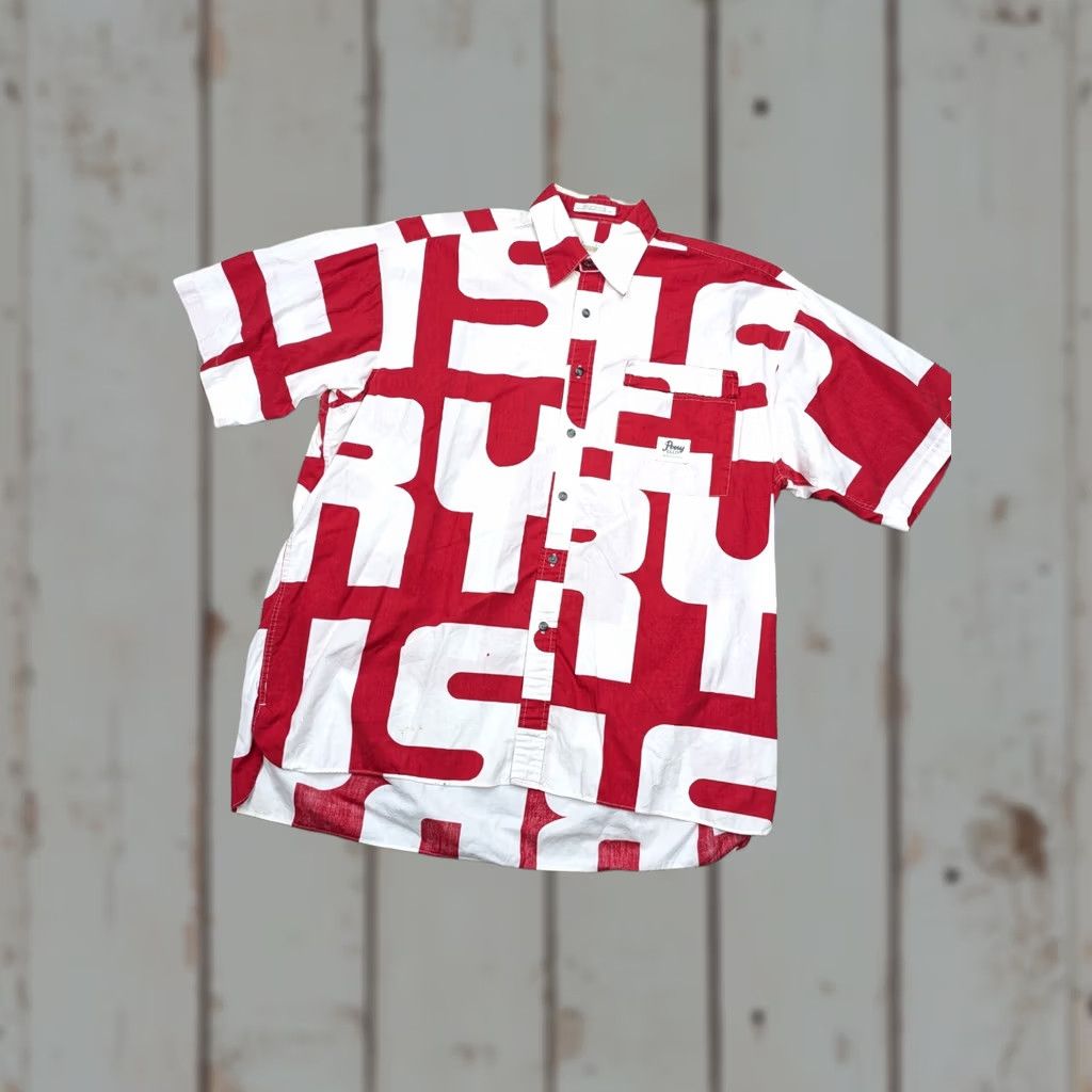 Perry Ellis VINTAGE Perry Ellis Shirt Men Large All Over Print Button Abstract 90s Red White Size US L / EU 52-54 / 3 - 1 Thumbnail