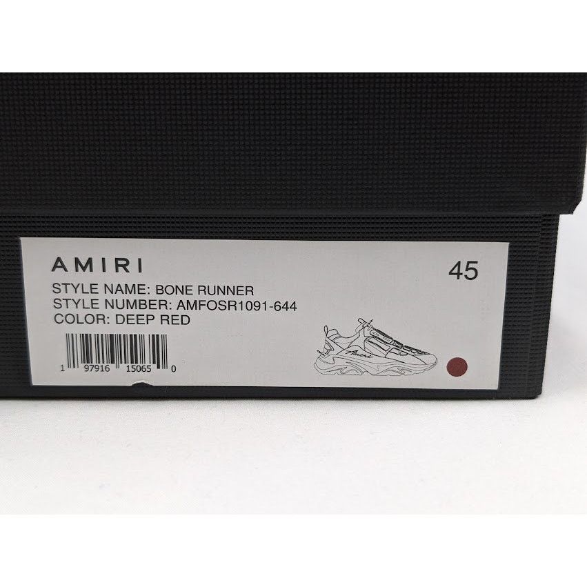 Amiri o1rshd1 Q:3 / Bone Runner Low-Top Sneakers in Deep Red Size US 12 / EU 45 - 13 Thumbnail
