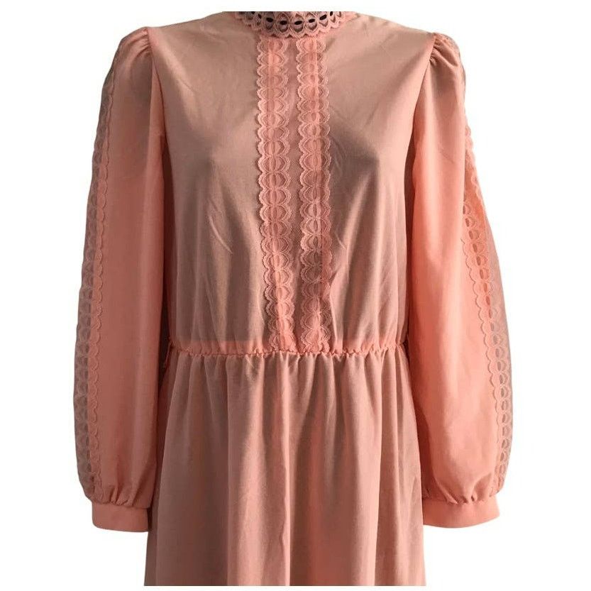 Vintage Vintage Peach JCPenney Long Sleeve Dress, 1980s Sz 4 Small Size S / US 4 / IT 40 - 2 Thumbnail