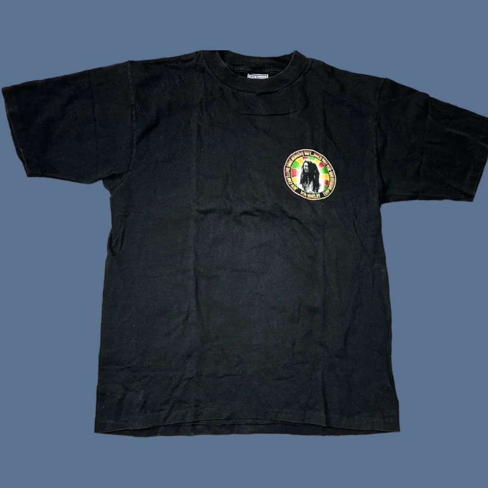 Vintage VINTAGE Bob Marley S&E Sportswear T-Shirt Mens L Black Lyric 1992 Positive Vibration Music Shirt Size US L / EU 52-54 / 3 - 1 Thumbnail