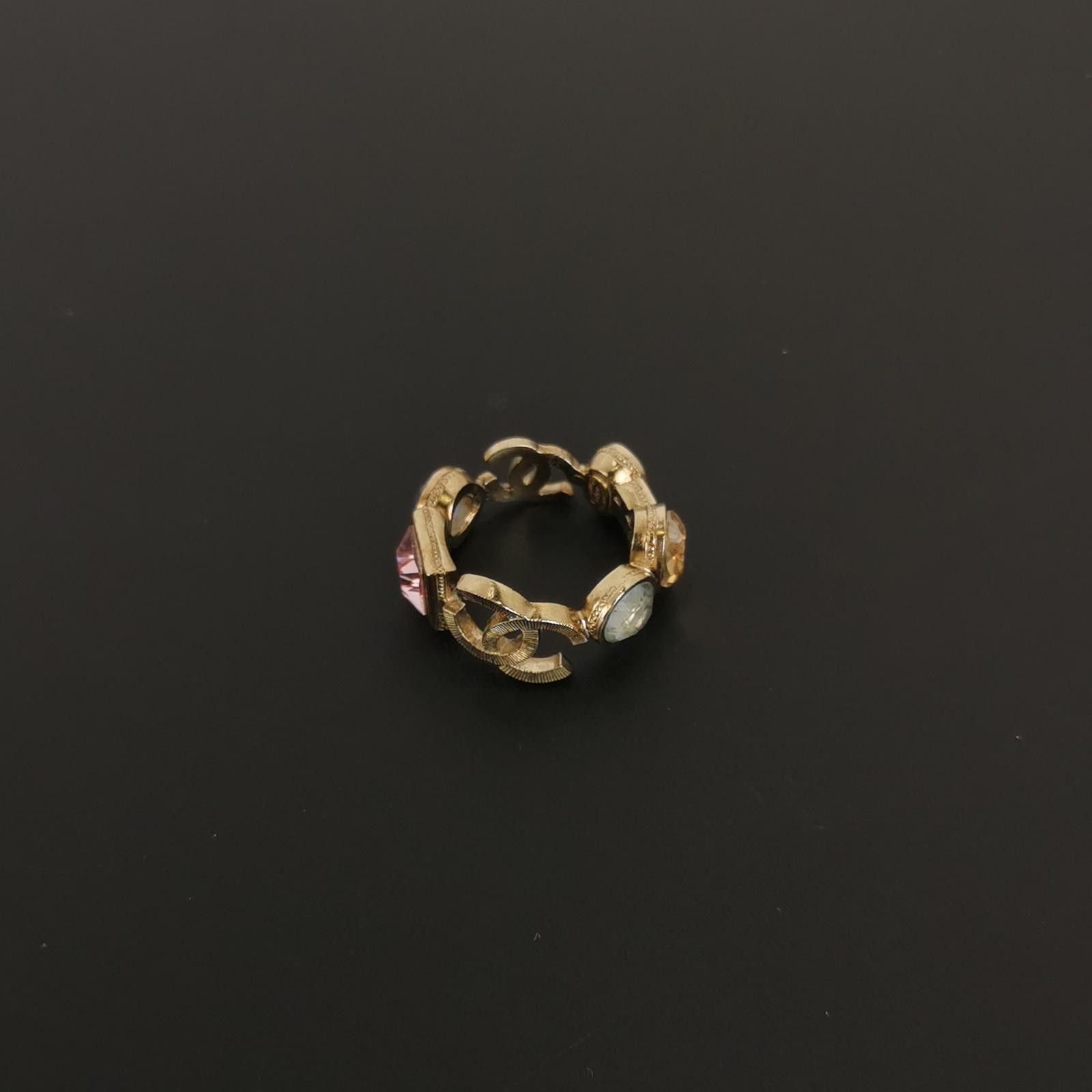 Chanel Chanel Crystal Double C Logo Ring Size 14 -z2505 Size ONE SIZE - 5 Thumbnail