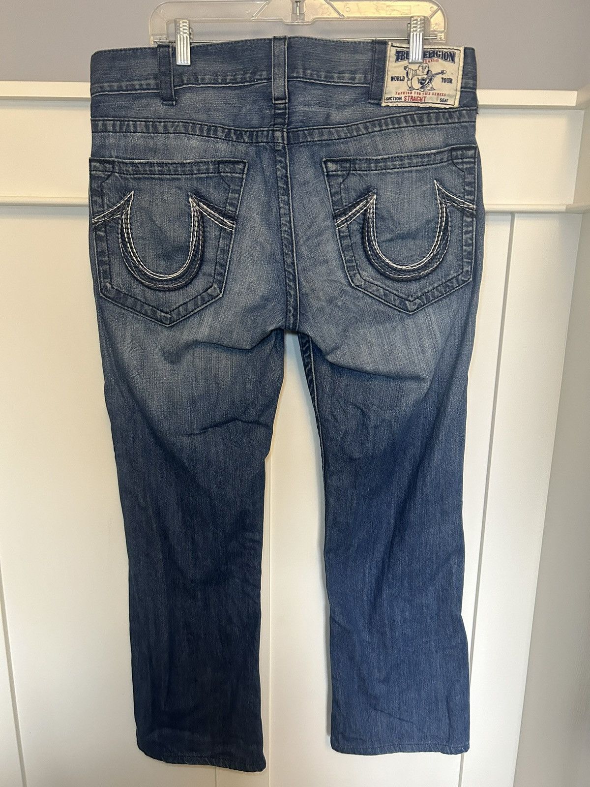 True Religion Vintage True Religion multi stitch logo straight blue jeans Size US 34 / EU 50 - 1 Thumbnail
