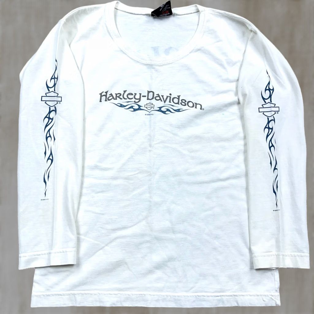 Harley Davidson VINTAGE Harley-Davidson Shirt Women M White Long Sleeve Tee Tattoo 90s Logo Graphic Print Size M / US 6-8 / IT 42-44 - 1 Thumbnail