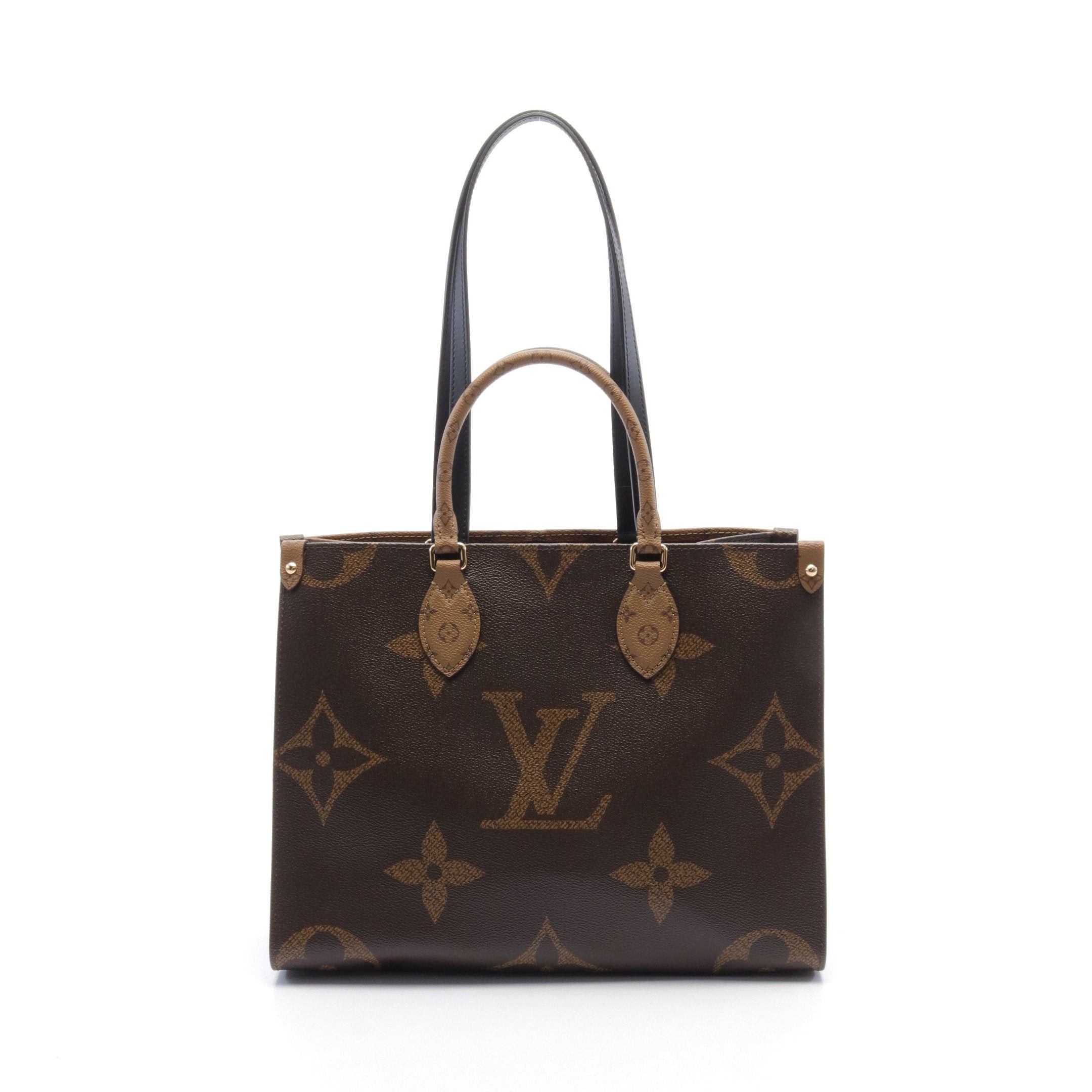 Louis Vuitton Louis Vuitton On-The-Go Mm Monogram Giant Reverse Shoulder Bag Tote Leather Brown Beige Size ONE SIZE - 1 Thumbnail