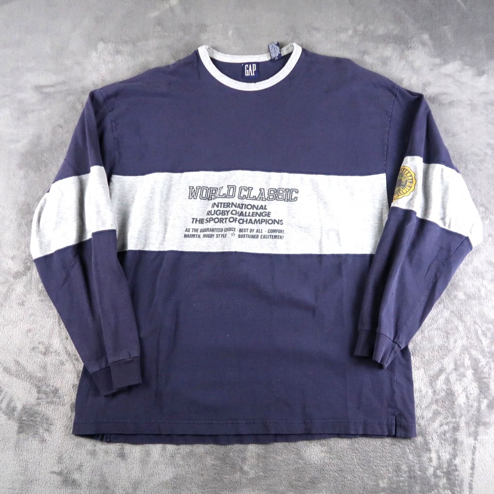 Gap VINTAGE Gap Rugby T Shirt Mens XL Blue Two Tone 90s Made in USA Size US XL / EU 56 / 4 - 2 Thumbnail