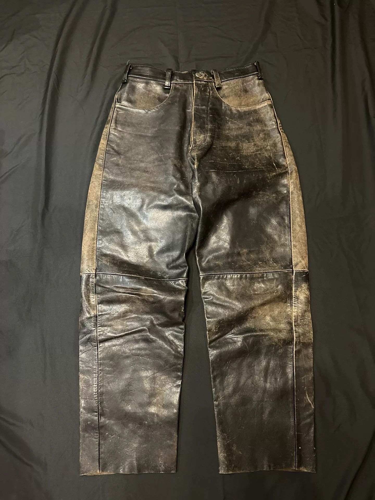 Vintage Vintage Distressed Pure Cowhide Leather Pants Size US 30 / EU 46 - 1 Thumbnail