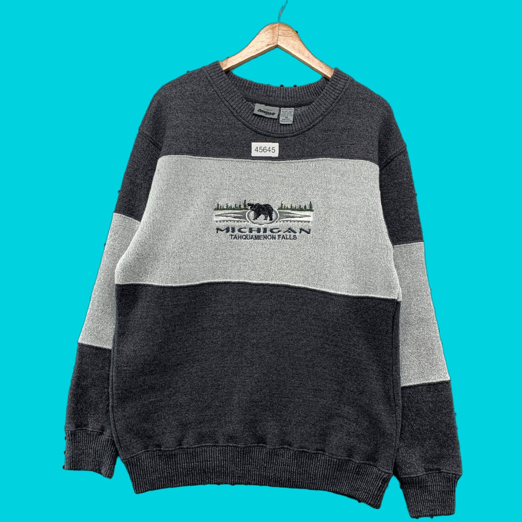 Vintage VINTAGE Renegade Michigan Tahquamenon Falls Sweater Mens M Gray Knit Pullover Casual Winter Nature Outdoor Size US M / EU 48-50 / 2 - 1 Thumbnail