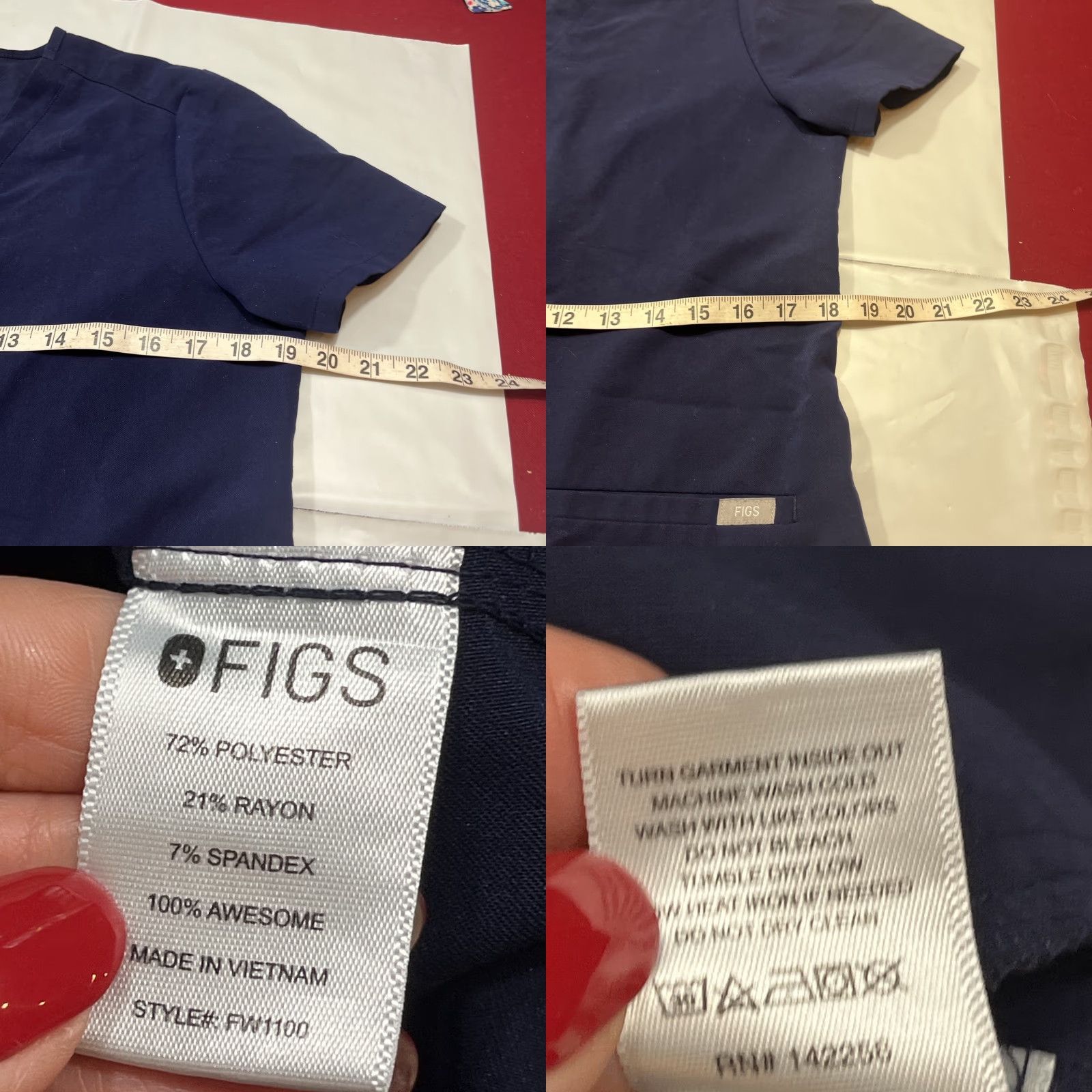 Vintage FIGS Scrub Top Shirt Womens Small Navy Casma Pocket Technical Collection V Neck Size S / US 4 / IT 40 - 8 Thumbnail