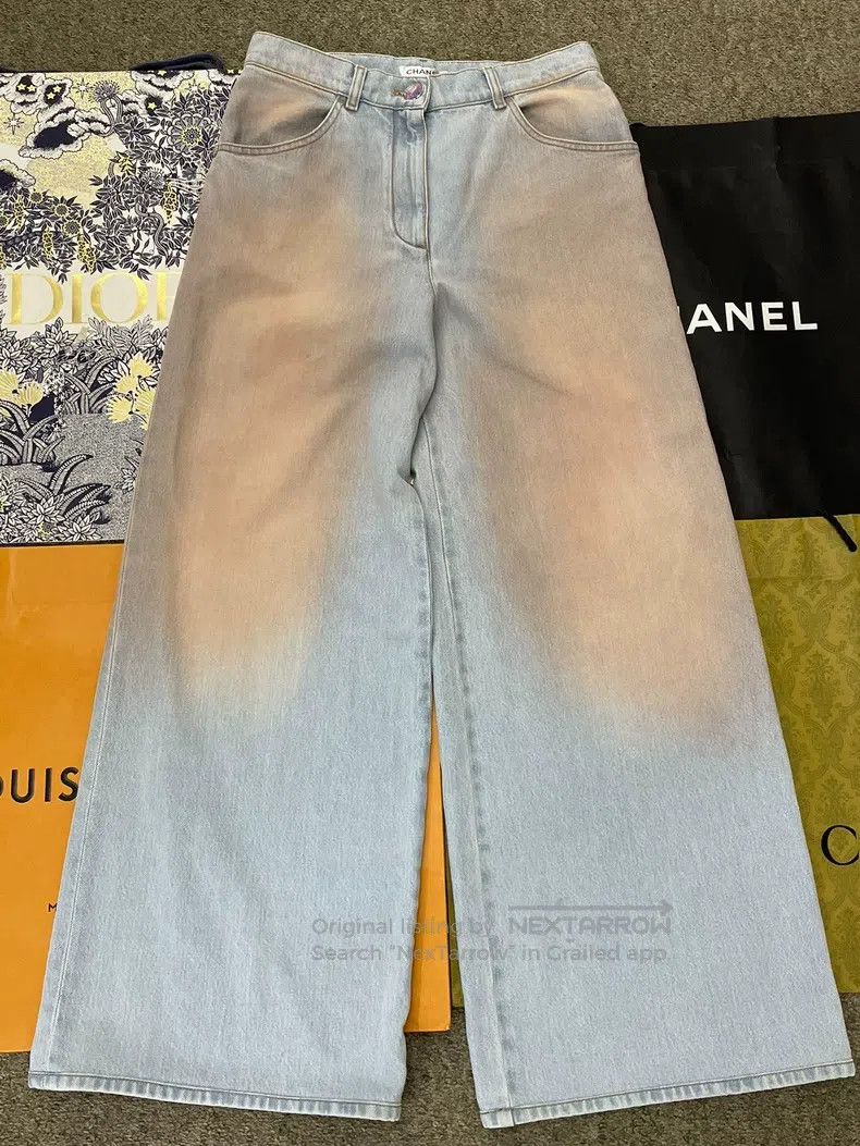 Chanel Chanel Orange tie-dyed gradient wide-leg jeans Size 25" / US 0 / IT 36 - 1 Thumbnail