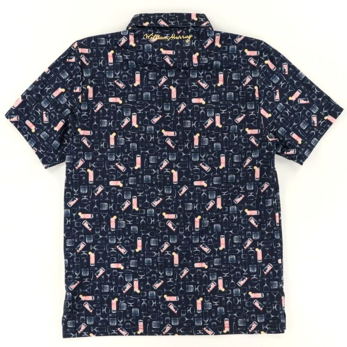 Vintage William Murray Cocktail High Stretch All Over Print Polo Shirt Navy Men's M Size US M / EU 48-50 / 2 - 4 Thumbnail