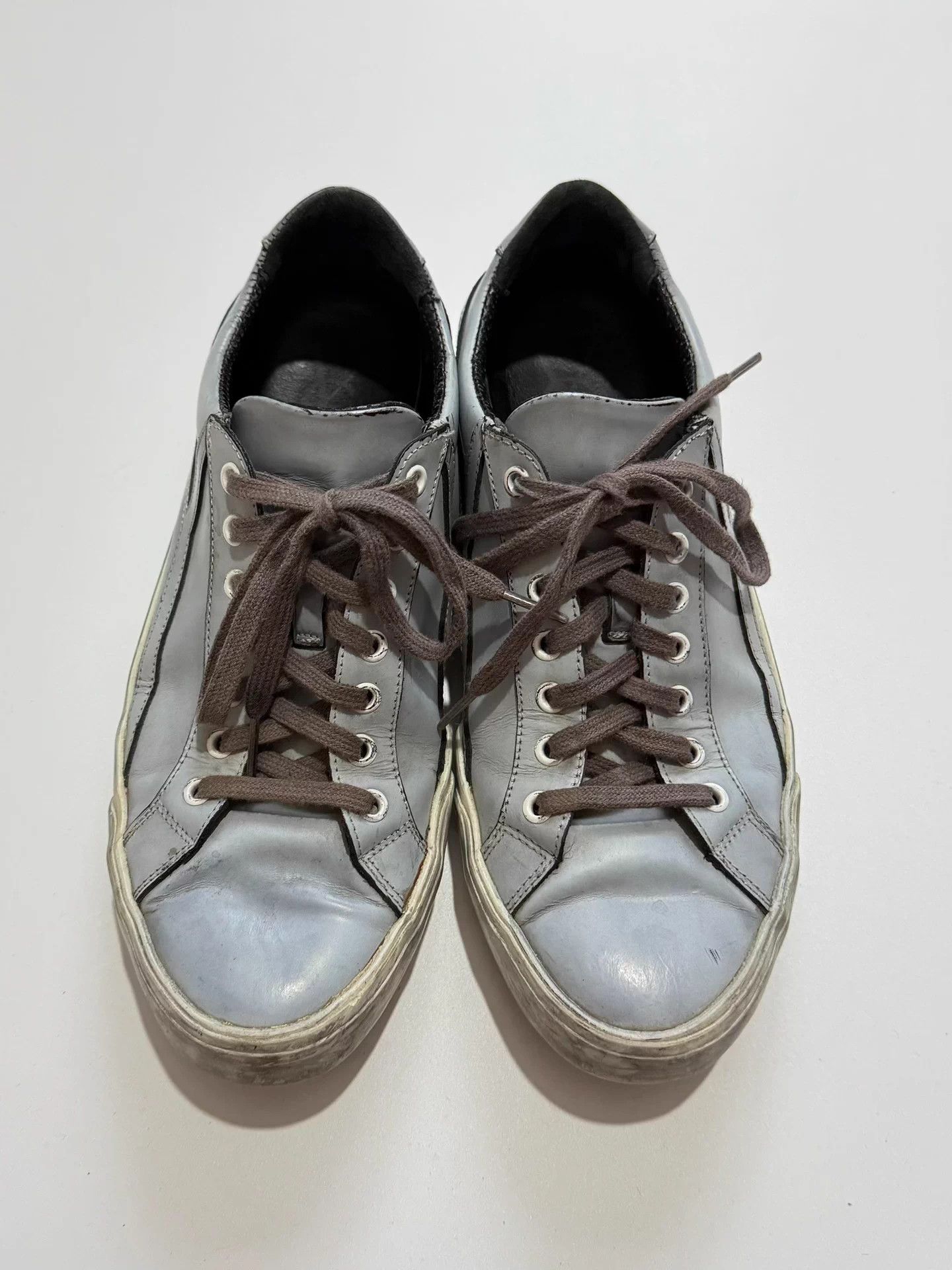 Saint Laurent Paris Saint Laurent Distressed Leather Low Top Sneakers - Size 40 Size US 7 / EU 40 - 2 Thumbnail