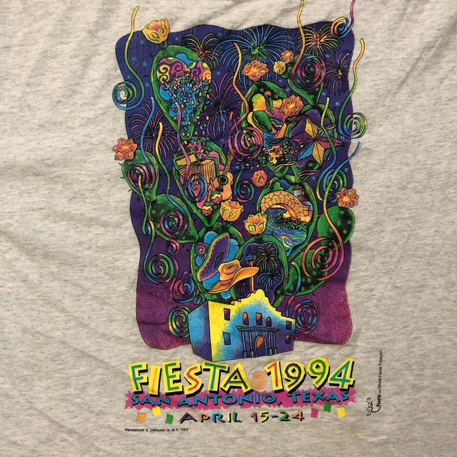 Fruit Of The Loom Vintage Double Layered Fiesta 1994 San Antonio Graphic Tee Size US XL / EU 56 / 4 - 3 Thumbnail