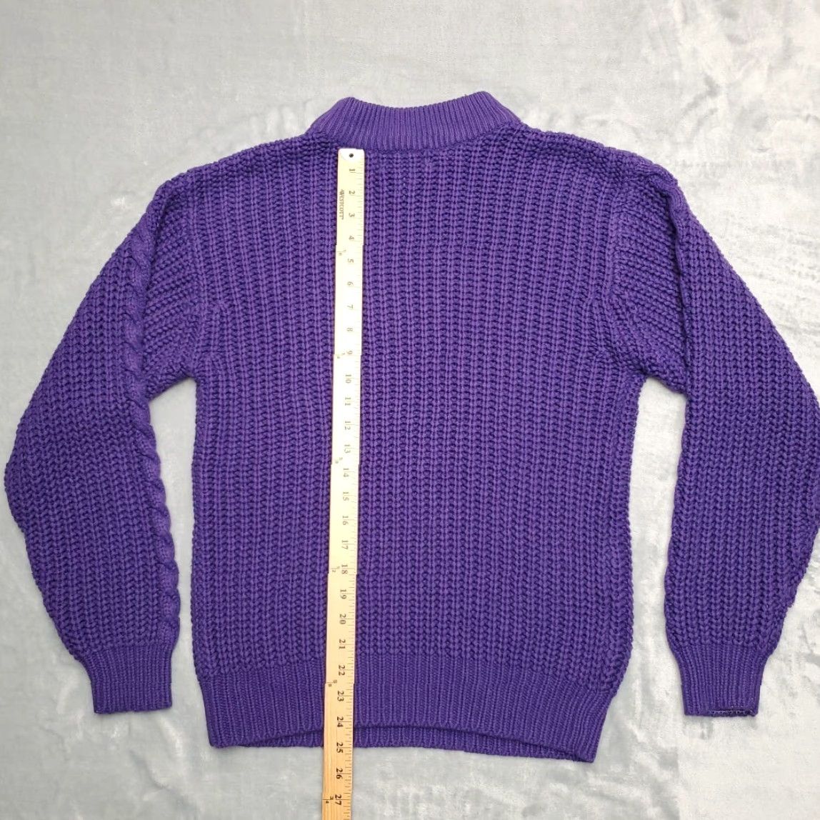 Etro VINTAGE Cableknit Sweater Women S Purple 90s Y2K Retro Fisherman Pullover Crew Neck Long Sleeve Knit Solid Acrylic Regular Size S / US 4 / IT 40 - 5 Thumbnail