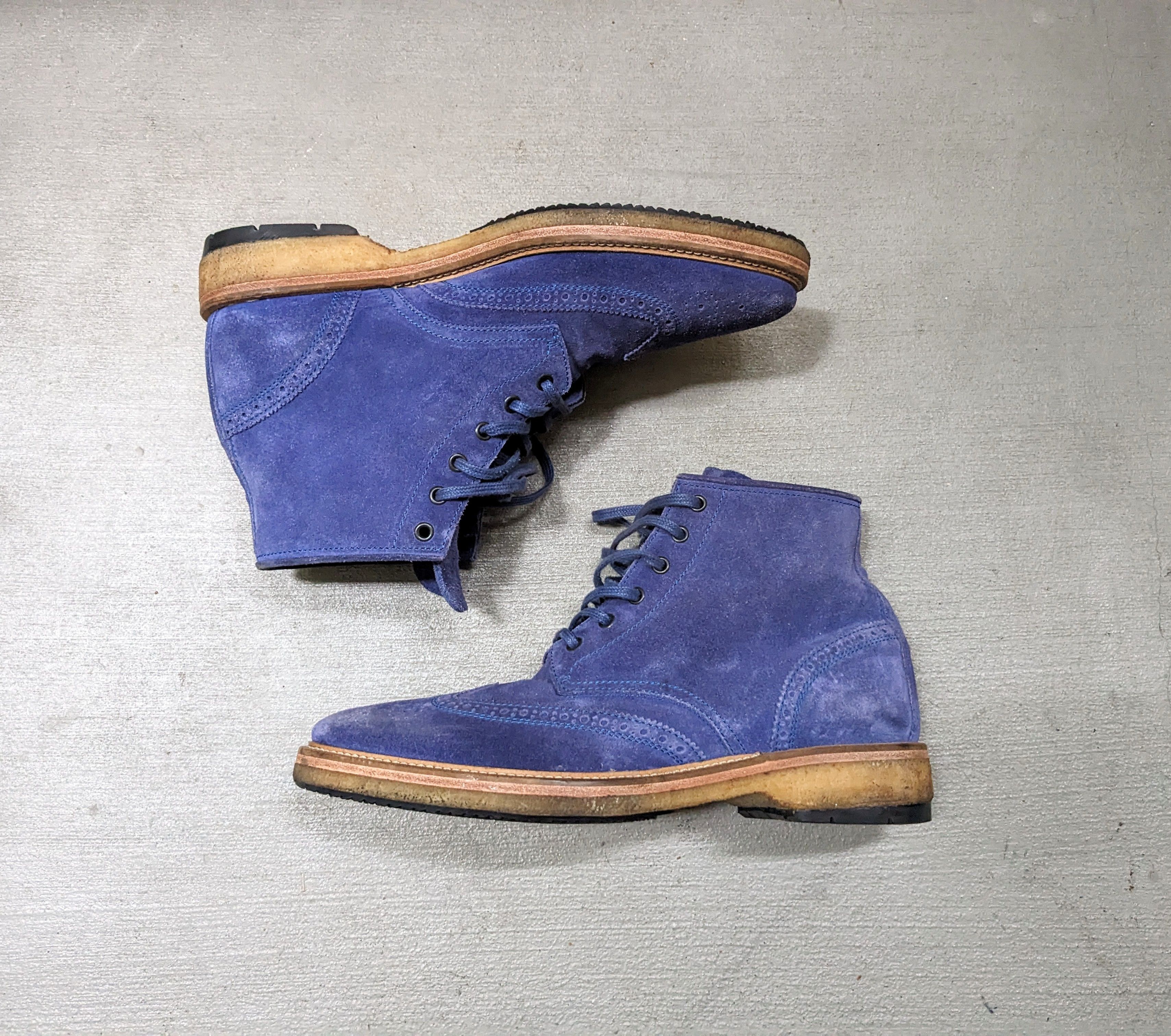 Hugo Boss Hugo Boss Wingtip Boots Blue Suede Brogues 11 44 Lace Up Size US 11 / EU 44 - 1 Thumbnail
