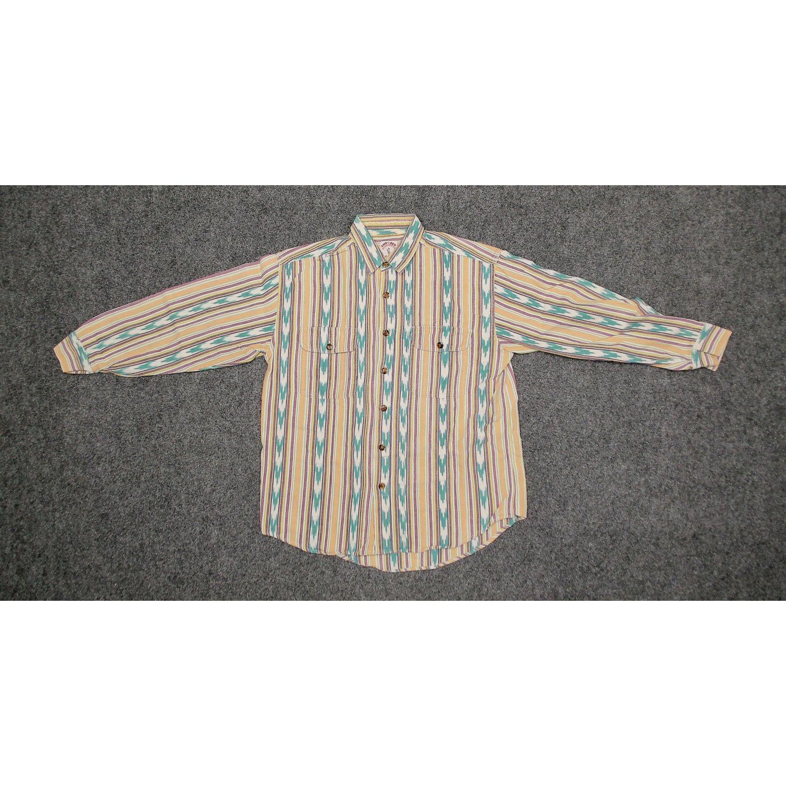 Vintage VTG Y2K Pastel Ikat Boxy Drop-Shoulder Festival Button Up Size XL / US 12-14 / IT 48-50 - 5 Thumbnail