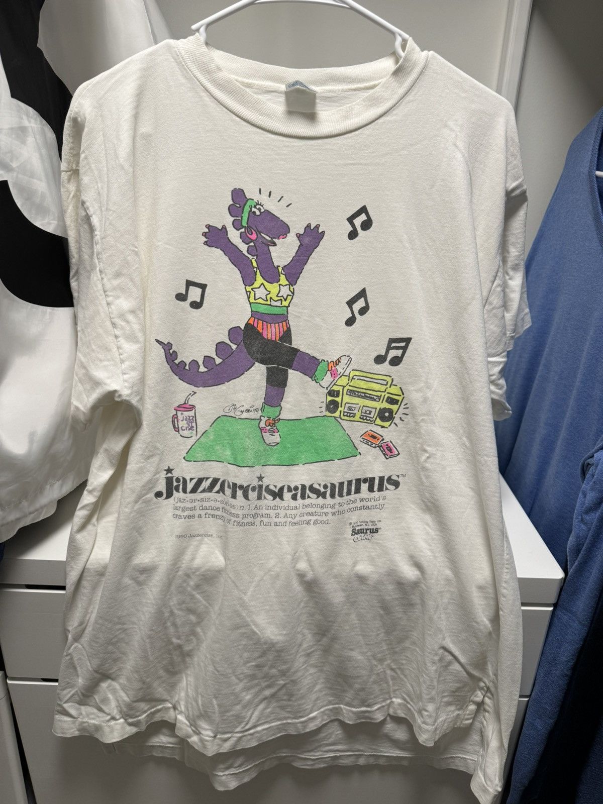 image of Made In USA Vintage Jazzercise Tee 1990 in White, Men's (Size Large)