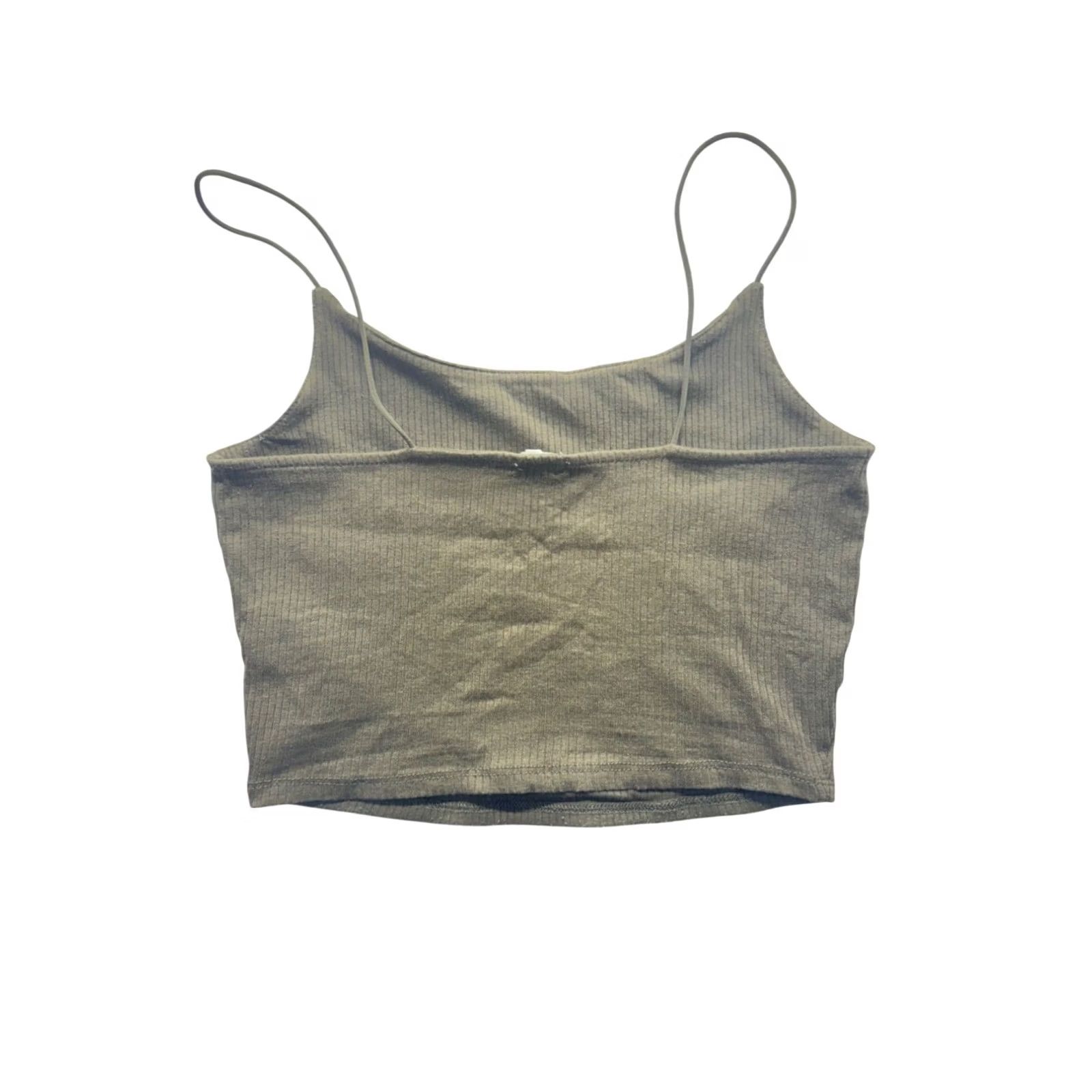 Garage Garage Ribbed Olive Green Spaghetti Strap Crop Top P/S by Garage Size S / US 4 / IT 40 - 2 Thumbnail