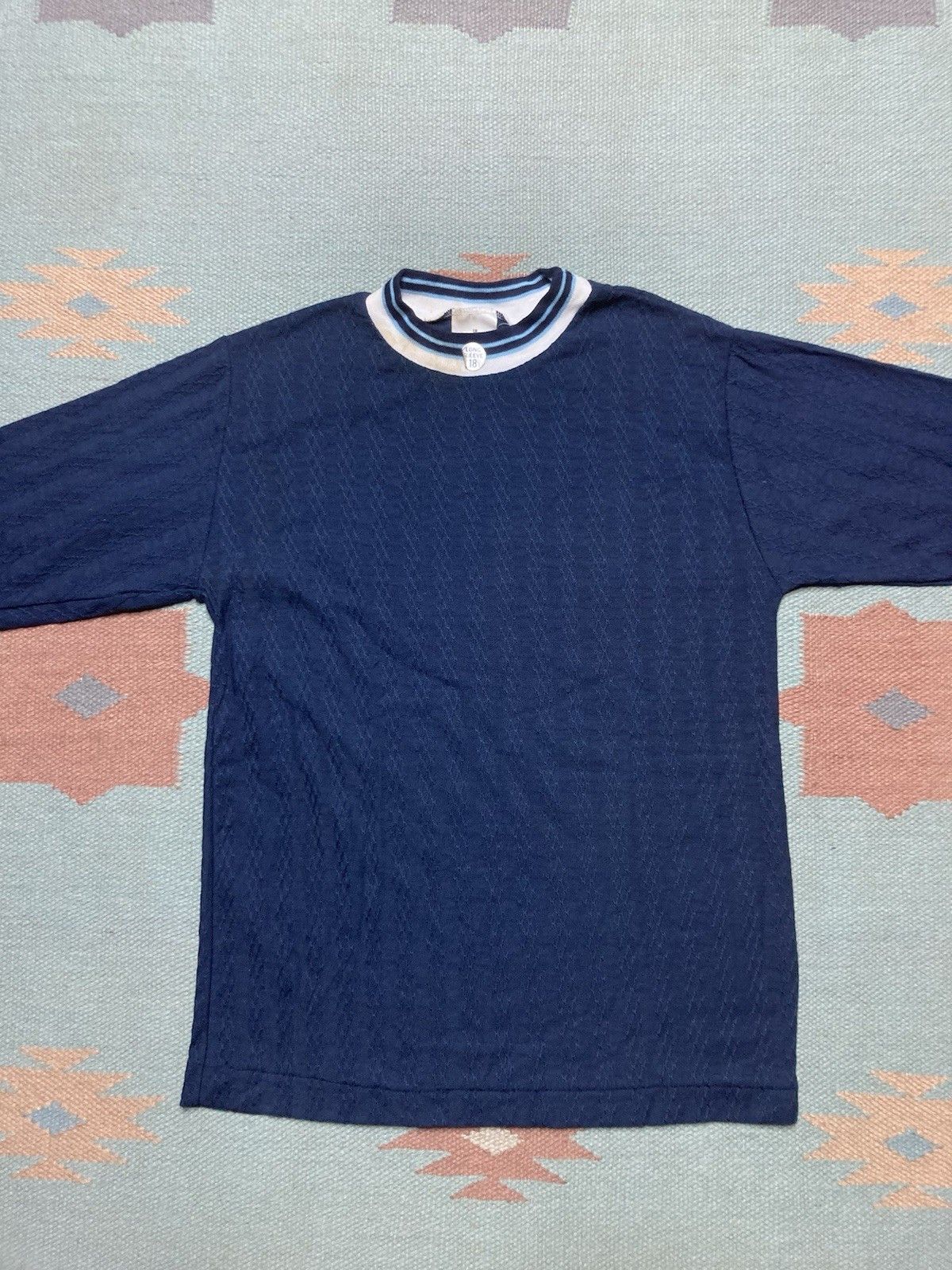 Vintage 70s t shirt campus textured DEADSTOCK boys 18 men’s small Size US L / EU 52-54 / 3 - 2 Thumbnail