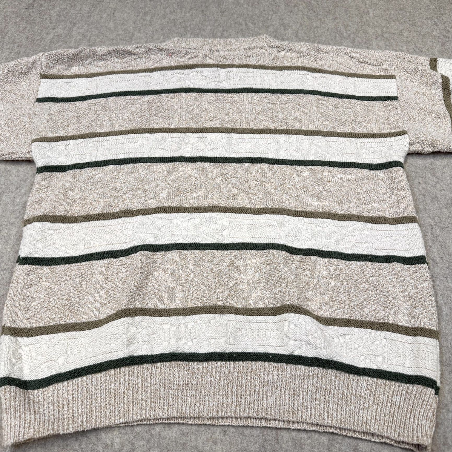 Vintage VINTAGE Munsingwear Sweater Mens Large Beige Striped Cotton Knit Made USA 90s Size US L / EU 52-54 / 3 - 7 Thumbnail