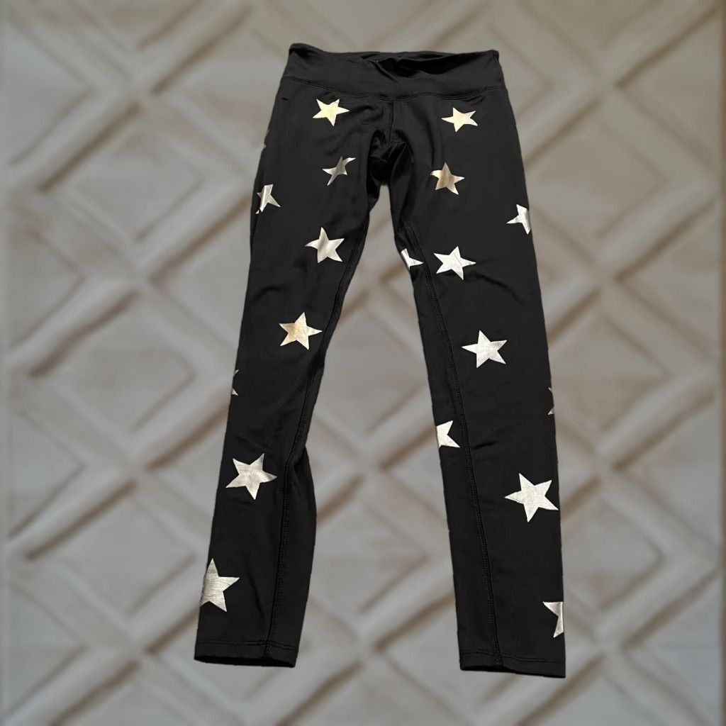 Jessica Simpson Jessica Simpson Leggings Womens Small Black Gold Stars Compression The Warm Up Size 28" / US 6 / IT 42 - 1 Thumbnail