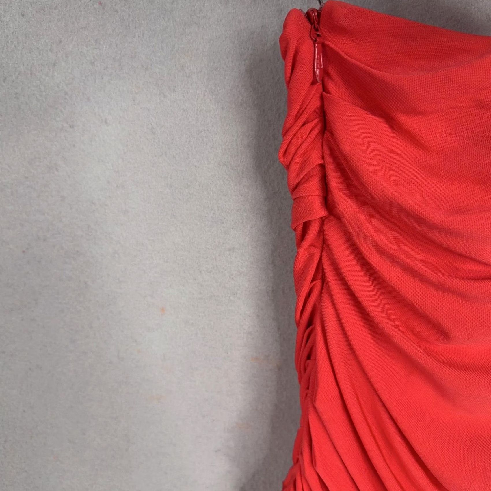 Halston Halston Heritage Dress Womens 2 Red One Shoulder Ruched Asymmetrical Cocktail Size XS / US 0-2 / IT 36-38 - 6 Thumbnail