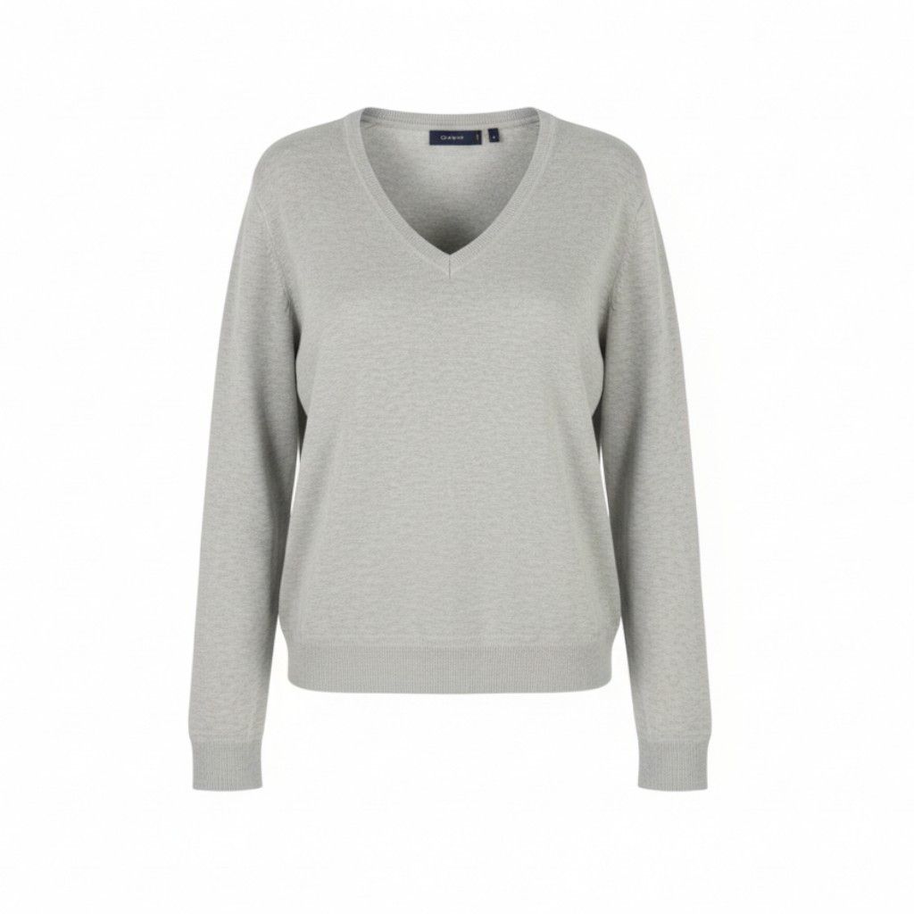 Gant LIGHT COTTON V-NECK 2XL Light Grey Melange Knit 88098 Size XXL / US 16-18 / IT 52-54 - 1 Thumbnail