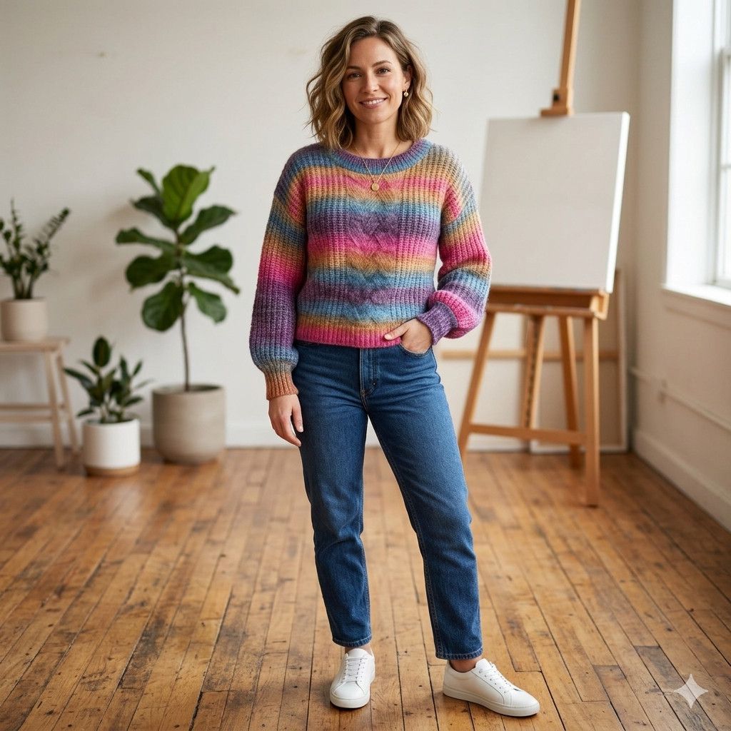 Other ee:some Size S/M Sweater Space Dye Ombre Rainbow Chunky Knit Size M / US 6-8 / IT 42-44 - 9 Thumbnail