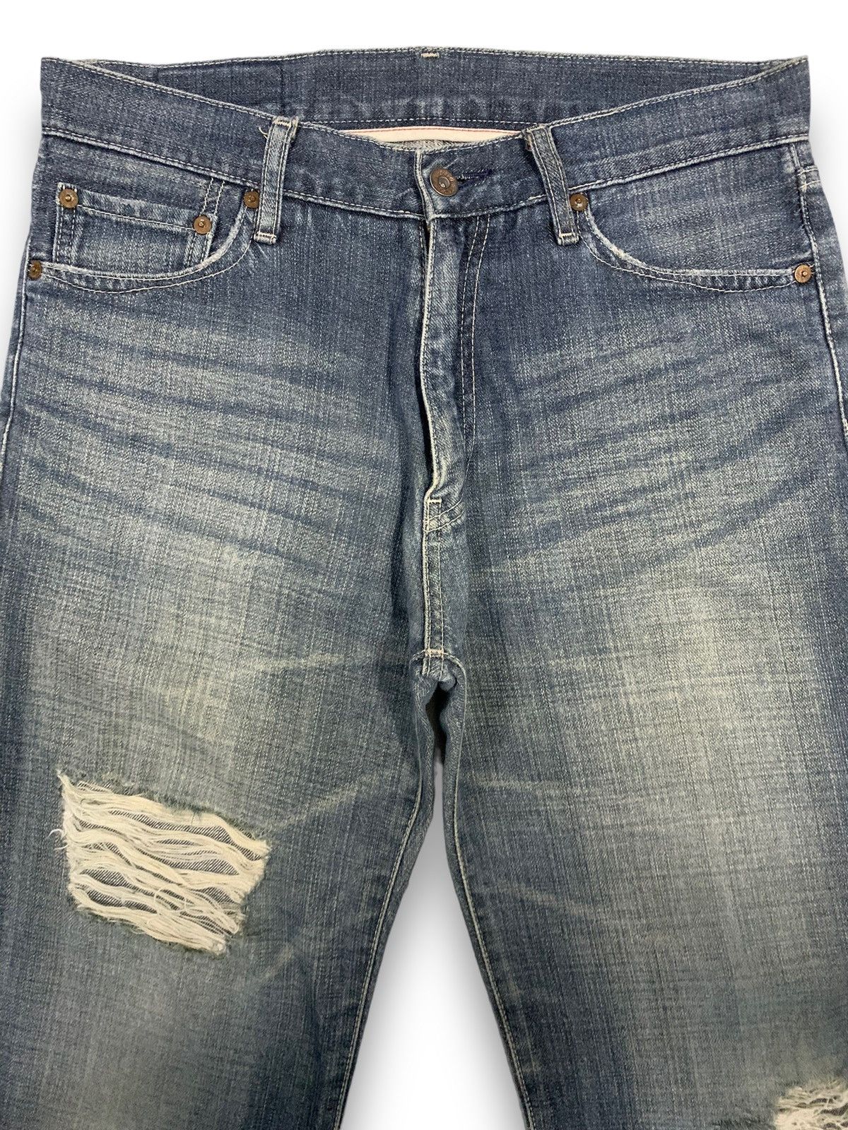 Jun Takahashi Vintage Y2K Uniqlo S002 Faded Loose Fit Distressed Jeans Size US 32 / EU 48 - 3 Thumbnail
