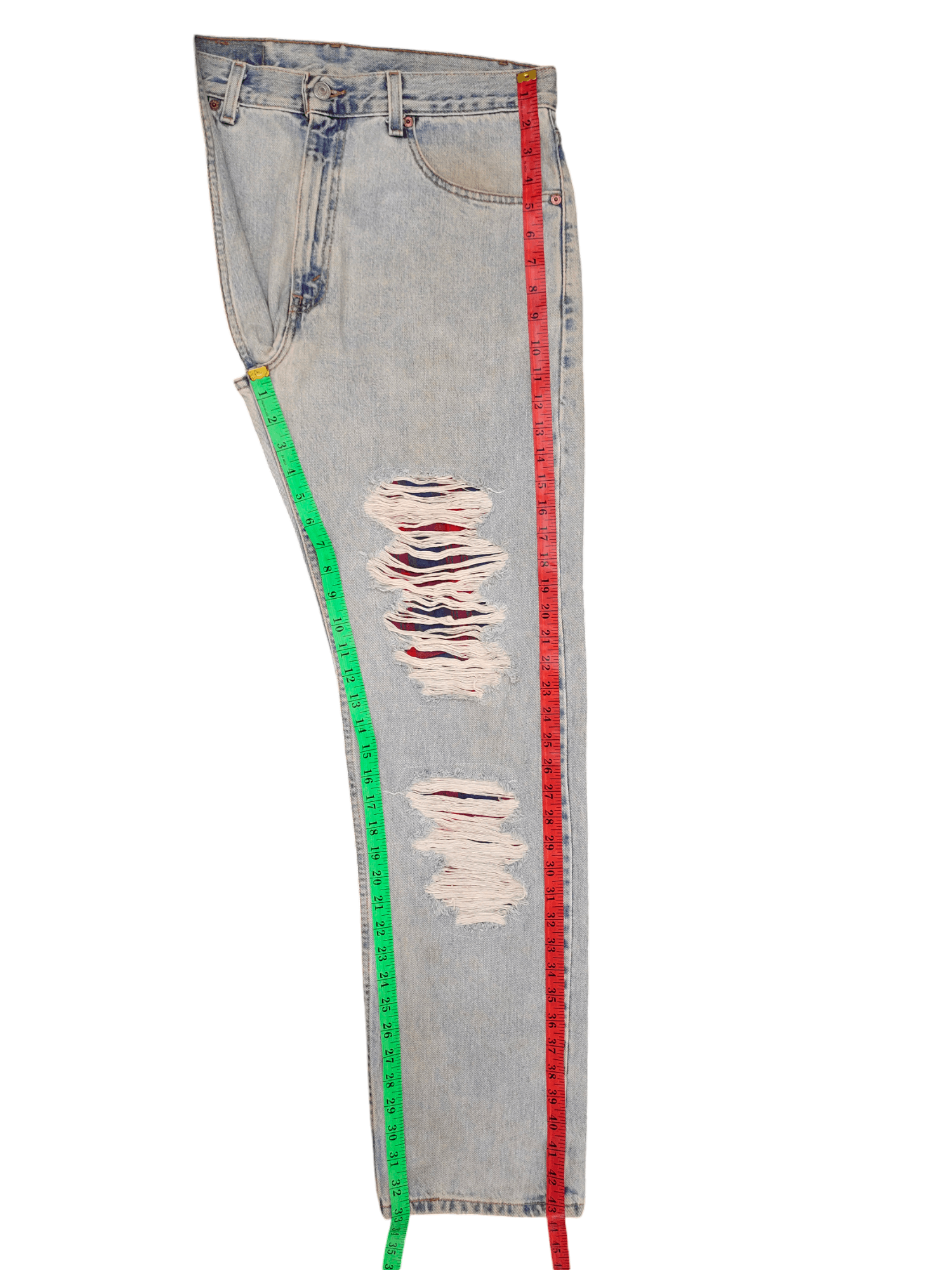 Levi's Vintage Clothing Vintage Levis 505 Distress Faded Checkered Jeans Custom Size US 34 / EU 50 - 12 Thumbnail