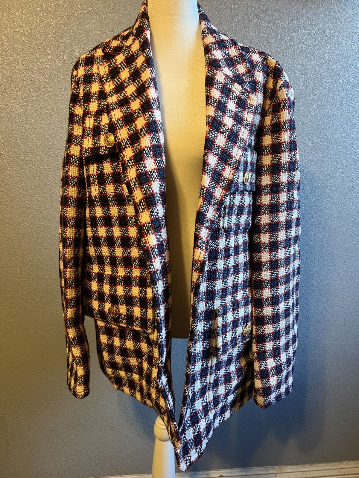 Gucci Gucci Red/White/Blue Plaid Oversized Jacket Size S / US 4 / IT 40 - 1 Thumbnail