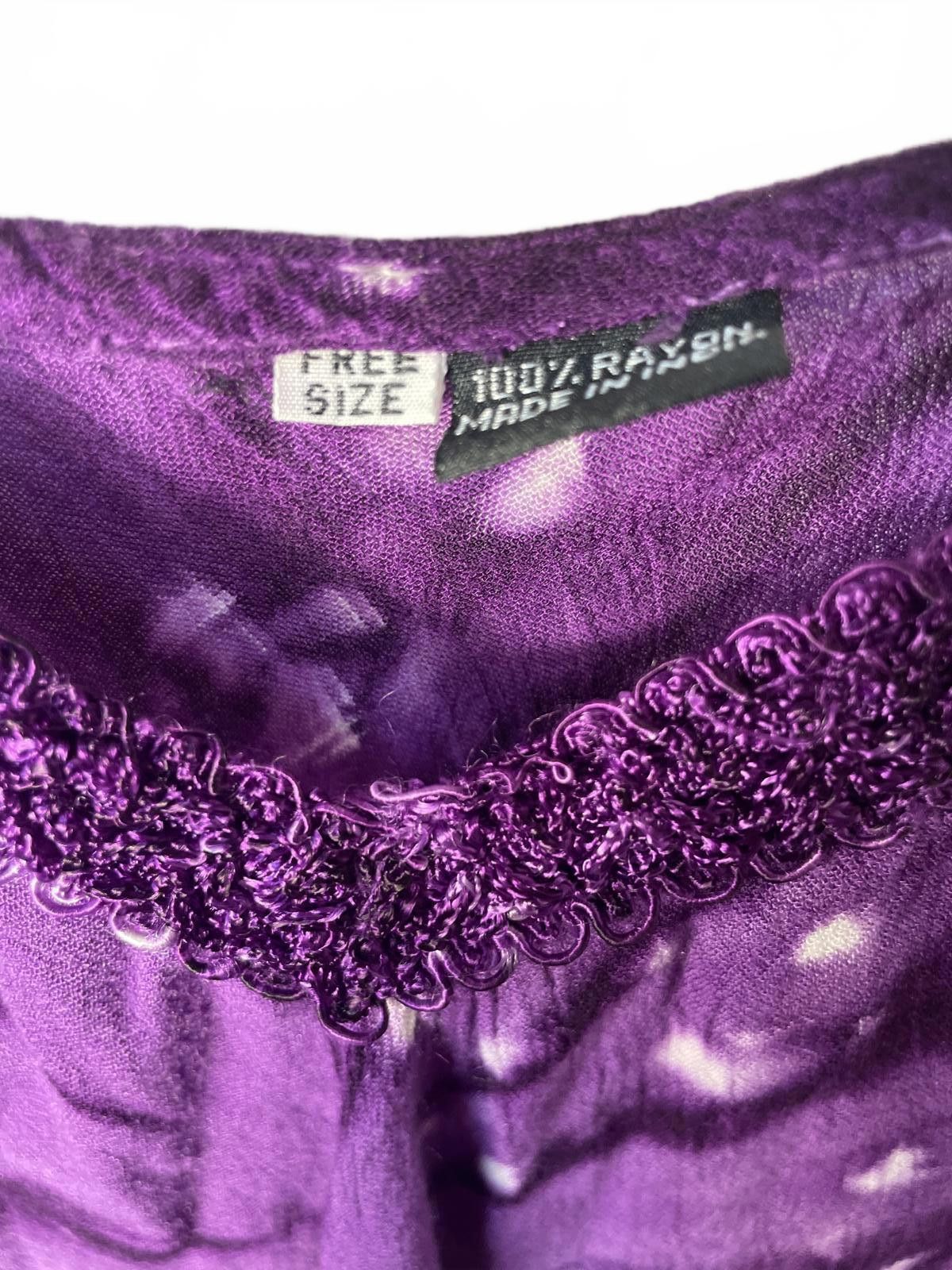 The Unbranded Brand Tie Dye Dress Women's OS Purple Embroidered Bohemian Hippie Size M / US 6-8 / IT 42-44 - 2 Thumbnail